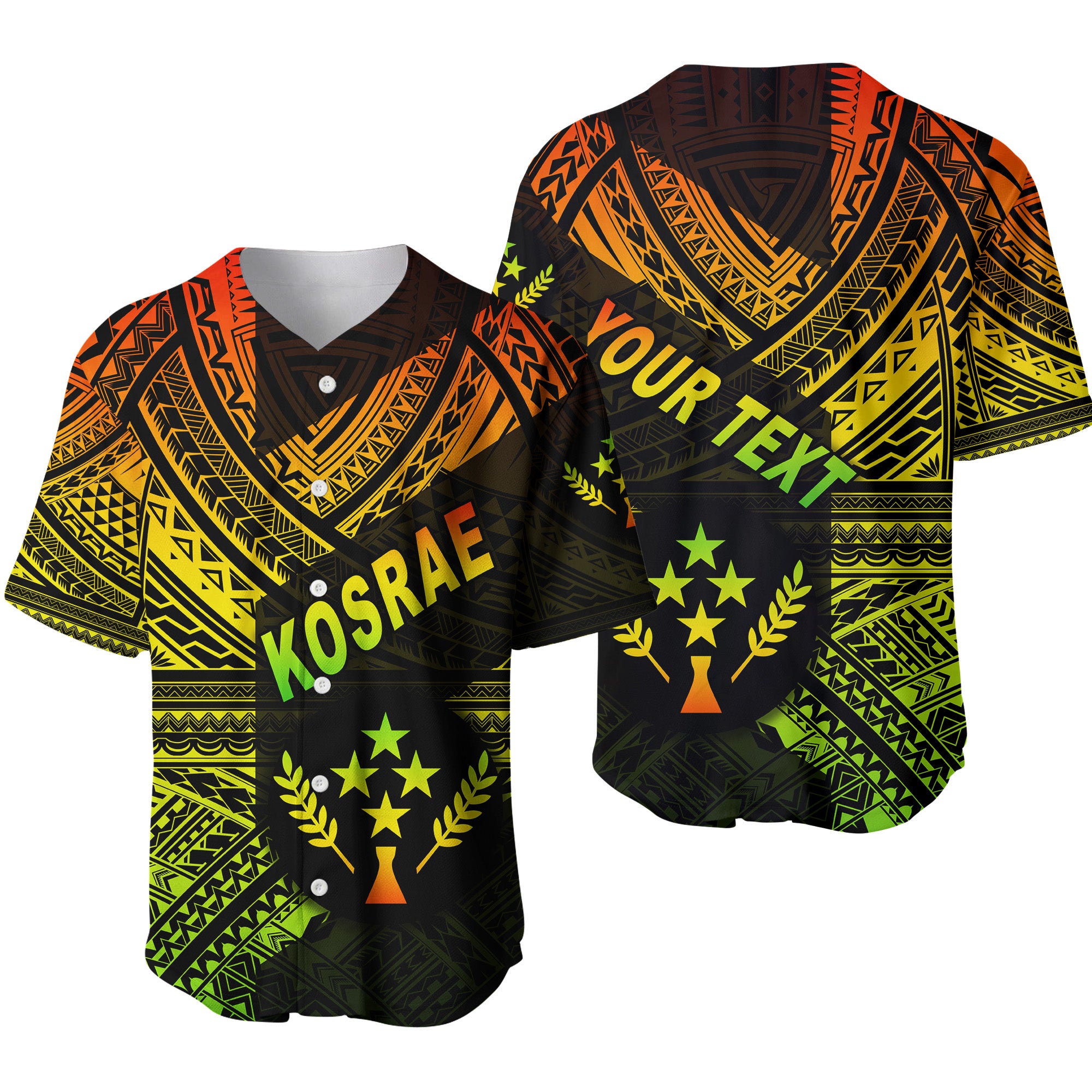 (Custom Personalised) FSM Kosrae Baseball Jersey Original Style - Reggae LT8 Unisex Reggae - Polynesian Pride