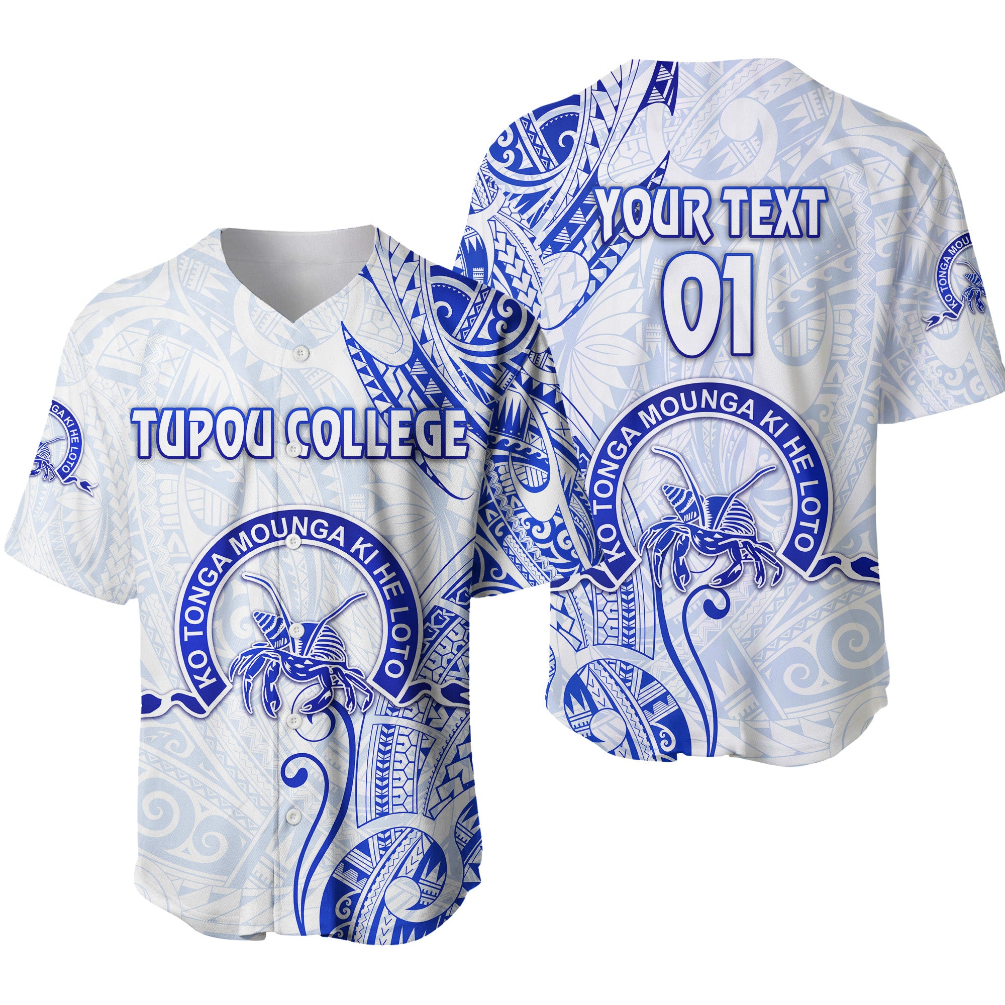 (Custom Personalised) Tonga Tupou College Baseball Jersey Simple Vibes - White, Custom Text And Number LT8 - Polynesian Pride