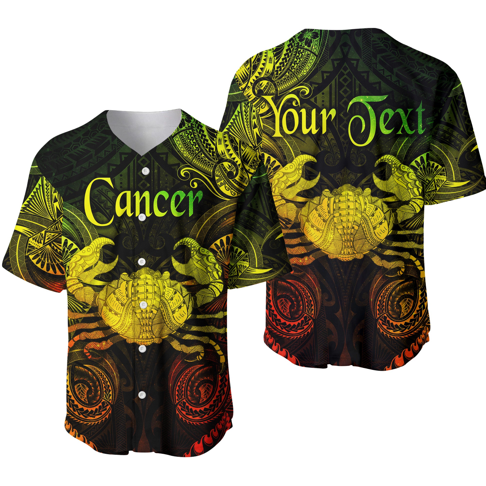 (Custom Personalised) Cancer Zodiac Polynesian Baseball Jersey Unique Style - Reggae LT8 - Polynesian Pride