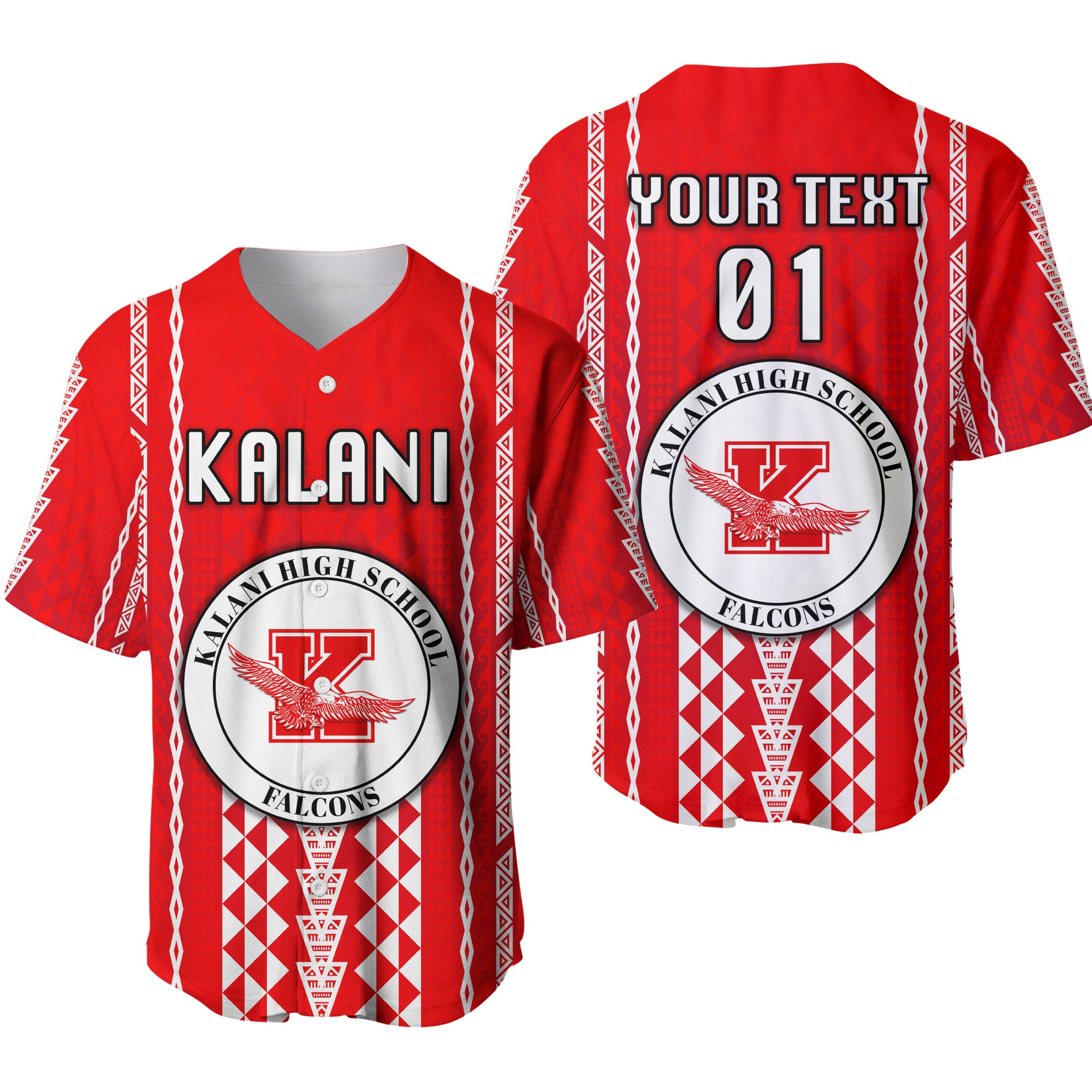 (Custom Personalised) Hawaii Kalani High School Baseball Jersey Falcons Simple Style LT8 Red - Polynesian Pride