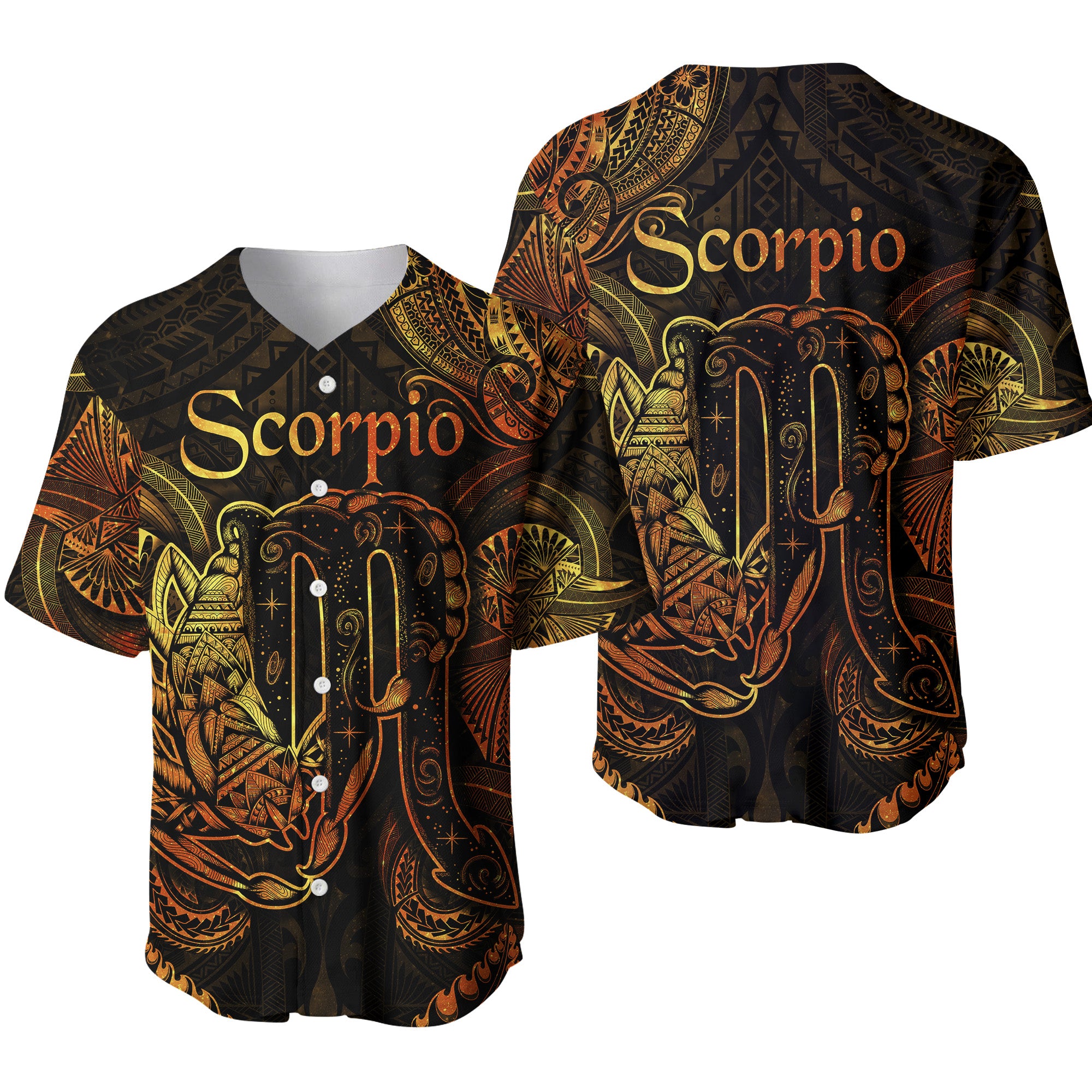 Scorpio Zodiac Polynesian Baseball Jersey Unique Style - Gold LT8 - Polynesian Pride