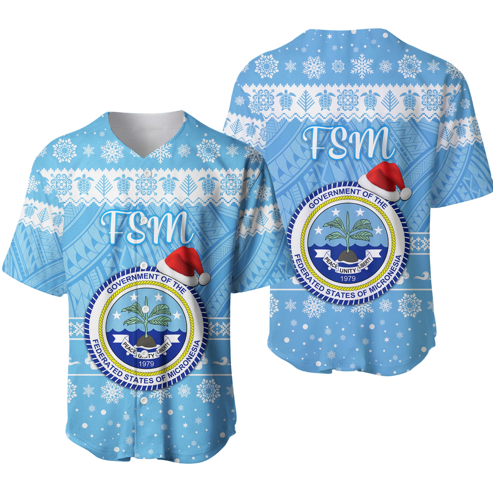 Federated States of Micronesia Christmas Baseball Jersey Simple Style - FSM Seal LT8 - Polynesian Pride