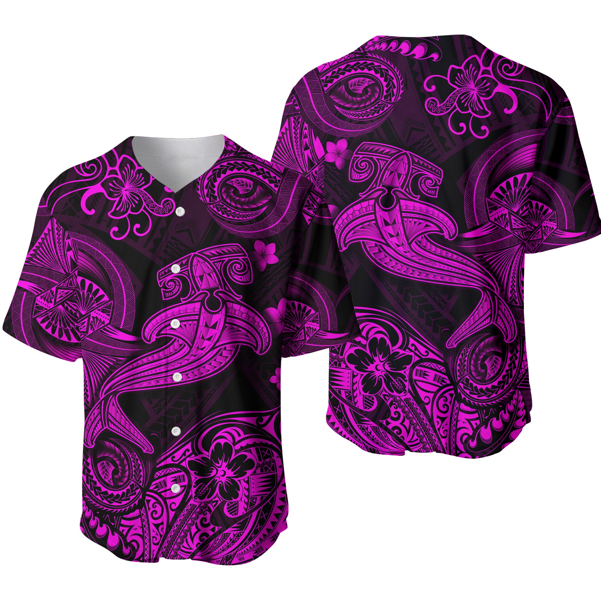 Hawaii Hammer Shark Polynesian Baseball Jersey Unique Style - Pink LT8 - Polynesian Pride