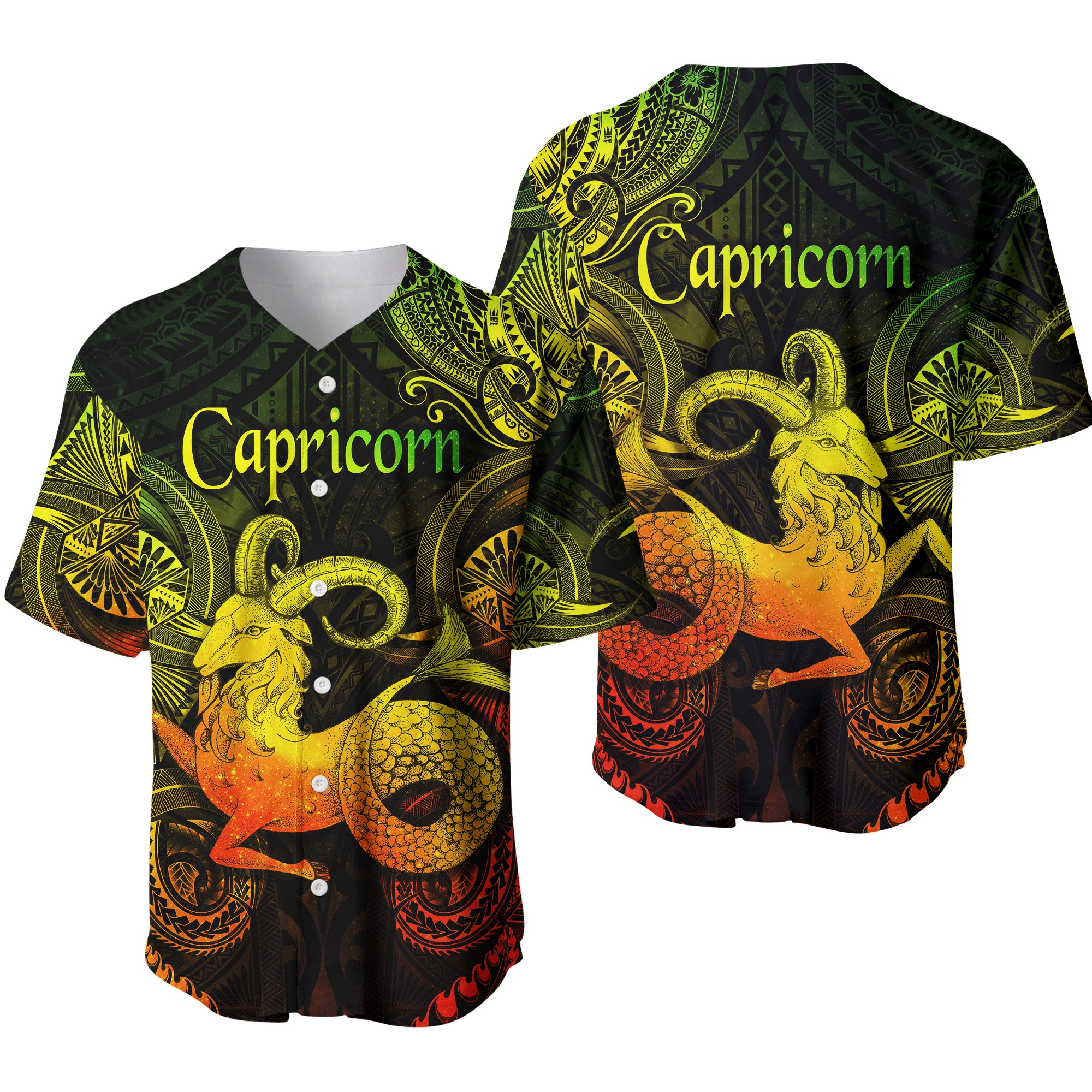 Capricorn Zodiac Polynesian Baseball Jersey Unique Style - Reggae LT8 - Polynesian Pride