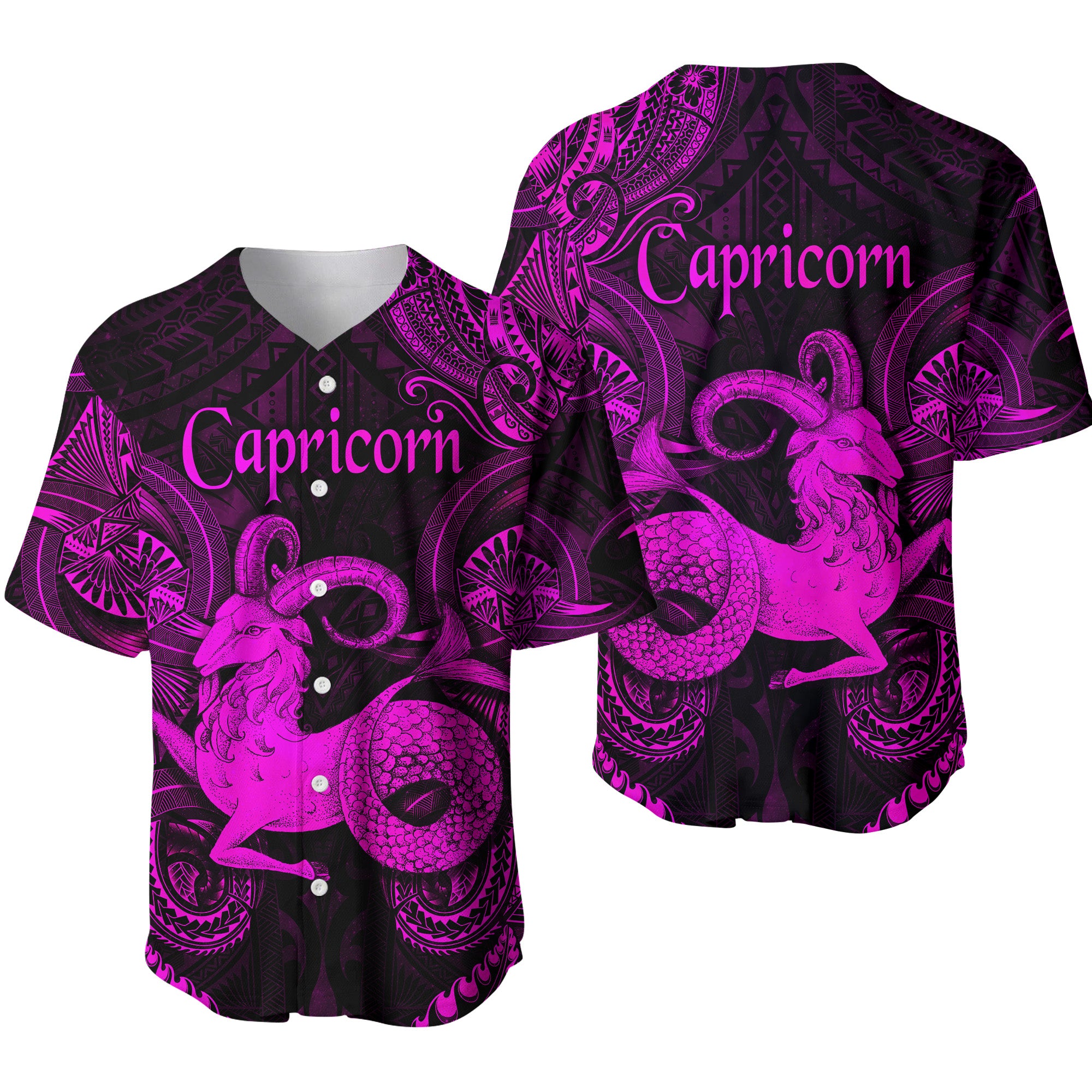 Capricorn Zodiac Polynesian Baseball Jersey Unique Style - Pink LT8 - Polynesian Pride