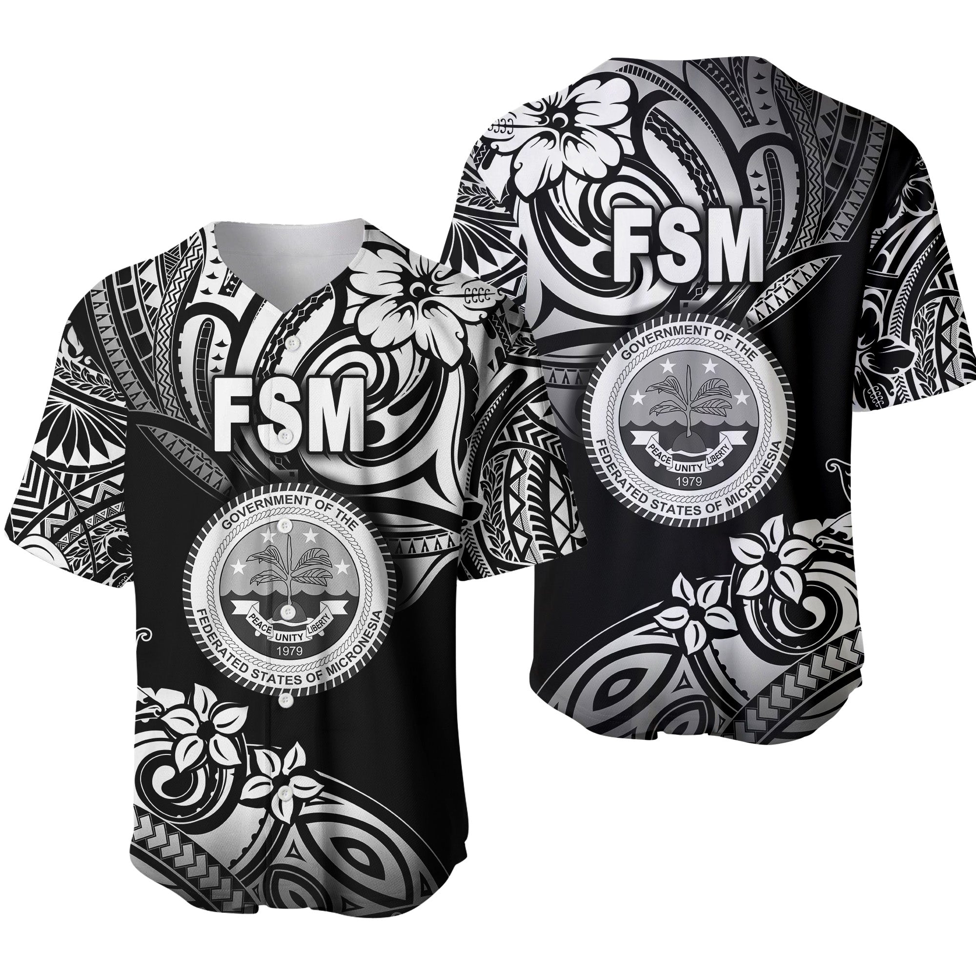 Federated States of Micronesia Baseball Jersey Unique Vibes - Black LT8 Unisex Black - Polynesian Pride