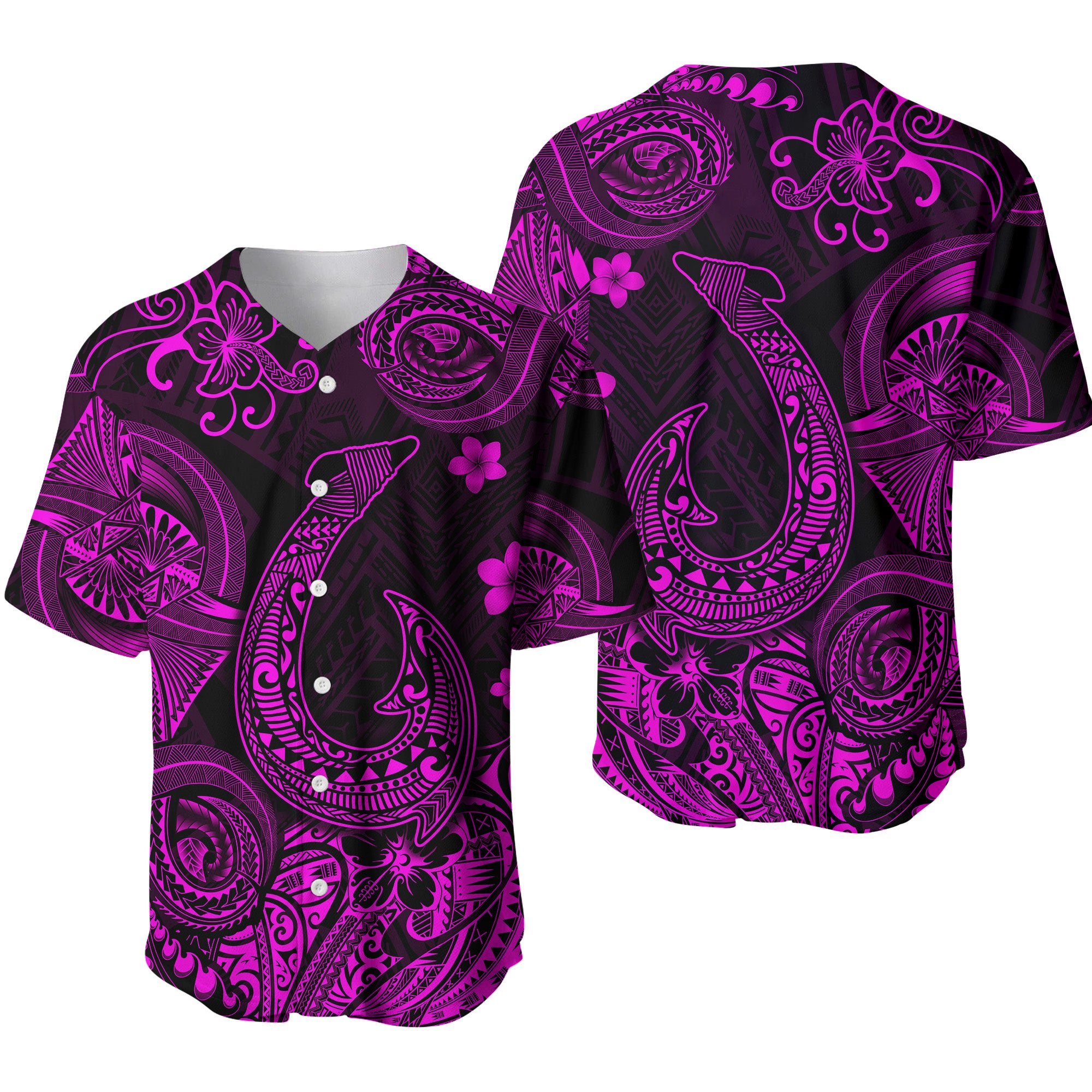 Hawaii Fish Hook Polynesian Baseball Jersey Unique Style - Pink LT8 - Polynesian Pride