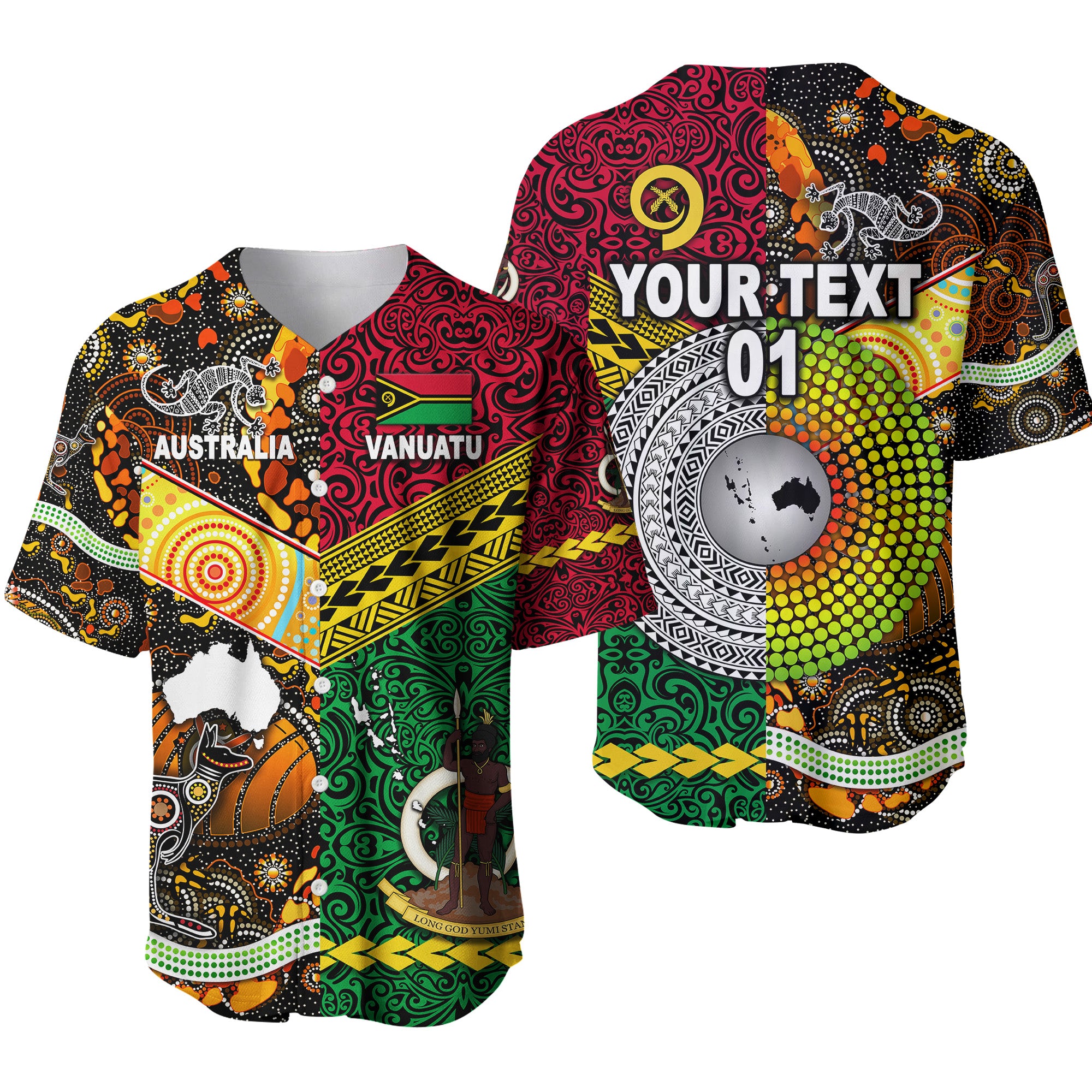 (Custom Personalised) Vanuatu And Australia Baseball Jersey Together LT8 - Polynesian Pride