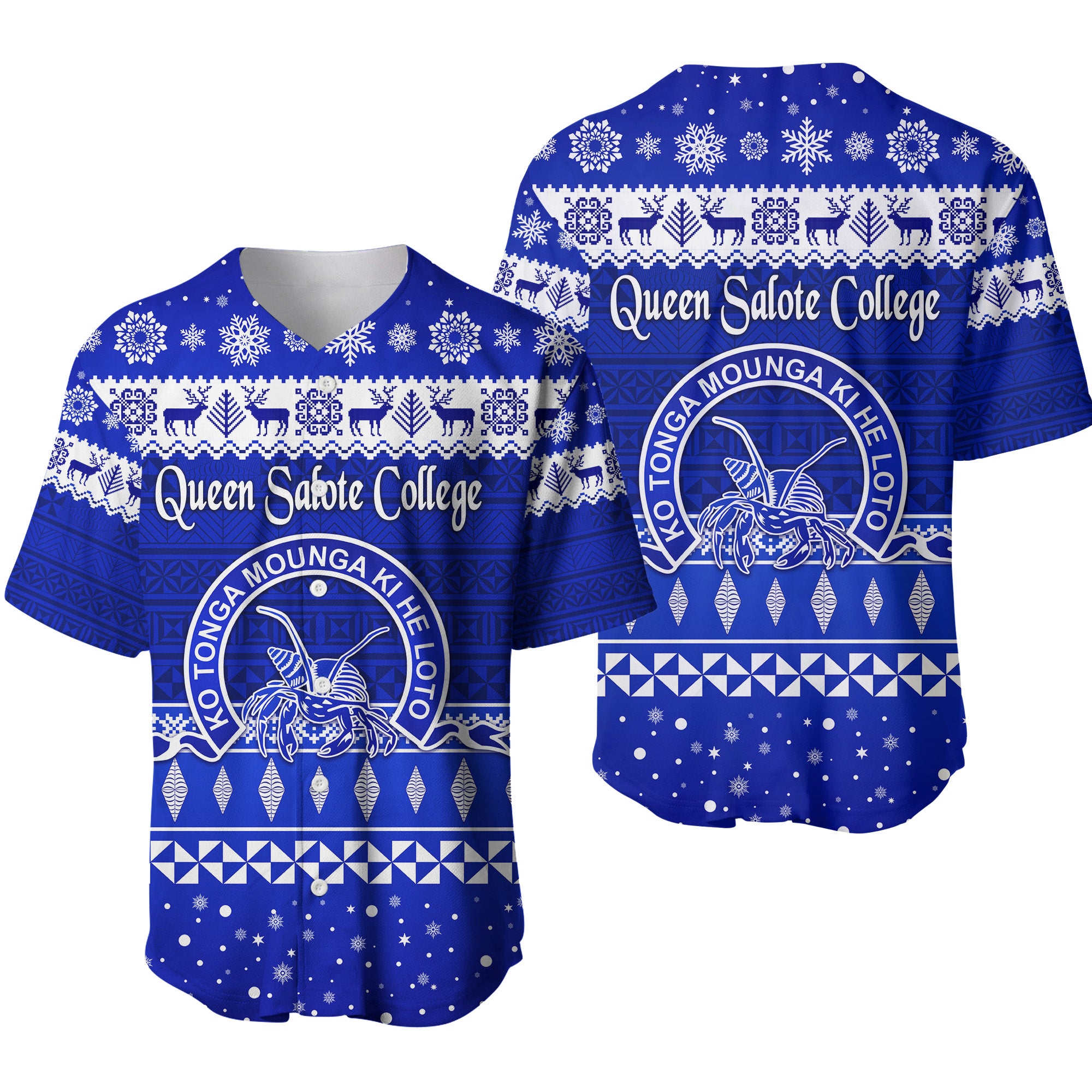 Queen Salote College Christmas Baseball Jersey Simple Style LT8 - Polynesian Pride