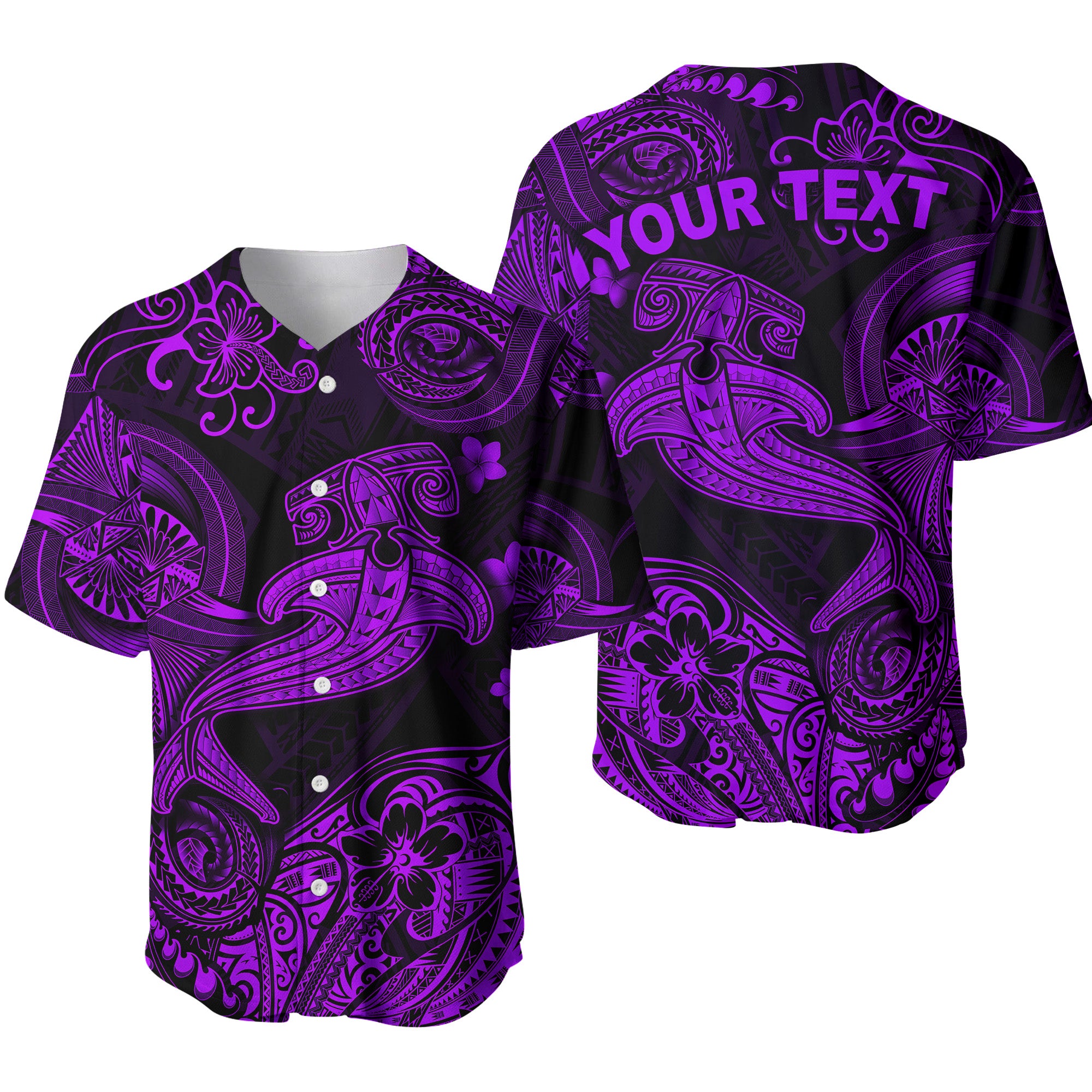 (Custom Personalised) Hawaii Hammer Shark Polynesian Baseball Jersey Unique Style - Purple LT8 - Polynesian Pride