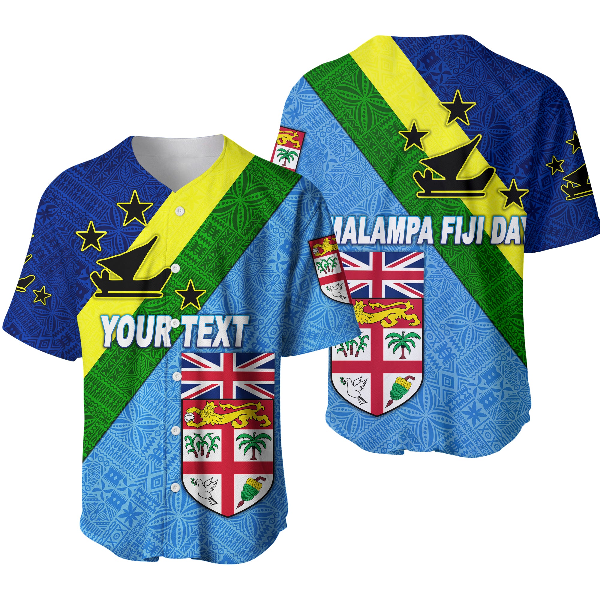 (Custom Personalised) Vanuatu Malampa And Fiji Day Baseball Jersey Simple Style LT8 - Polynesian Pride