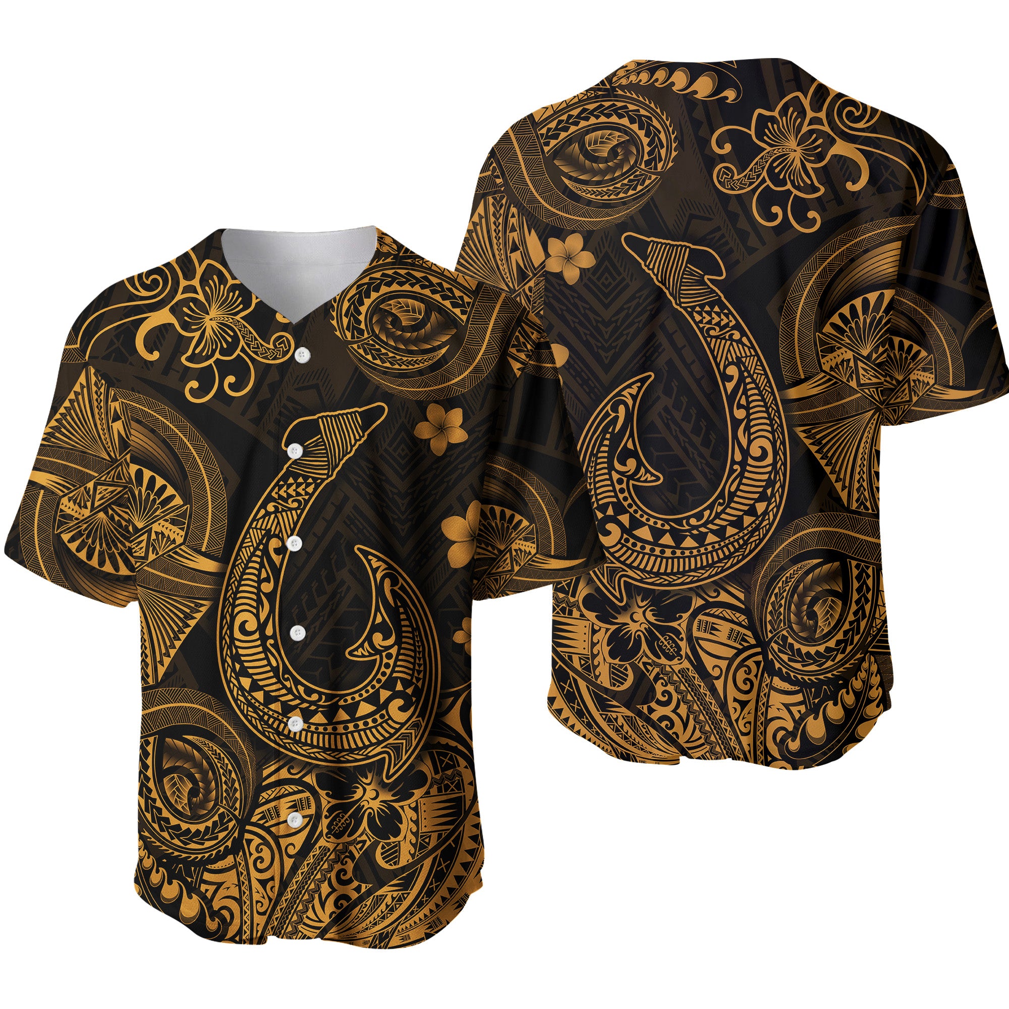 Hawaii Fish Hook Polynesian Baseball Jersey Unique Style - Gold LT8 - Polynesian Pride