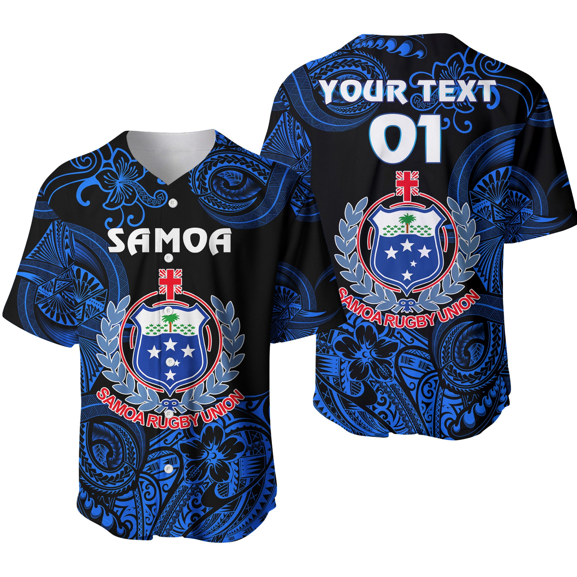 (Custom Personalised) Samoa Manu Baseball Jersey Rugby Unique Style - Black LT8 - Polynesian Pride