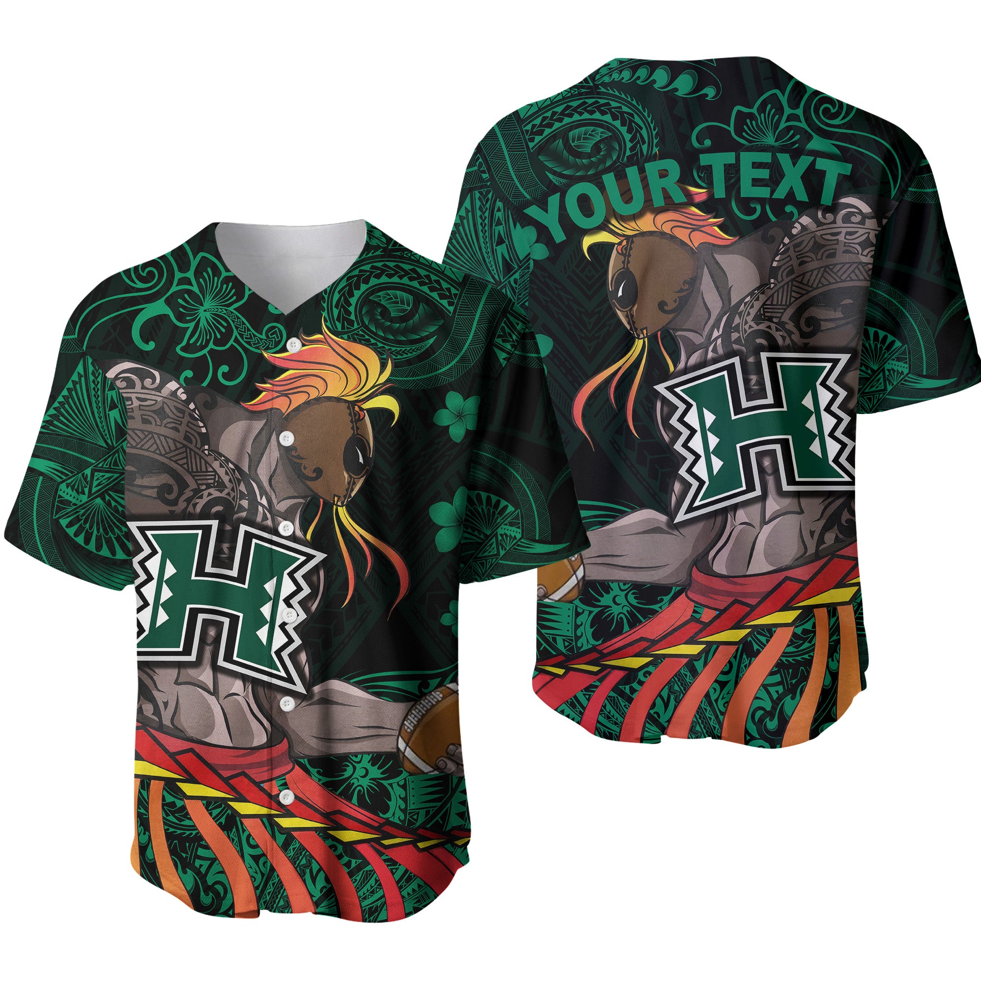 (Custom Personalised) Hawaii Warriors Polynesian Baseball Jersey Unique Style - Green LT8 - Polynesian Pride