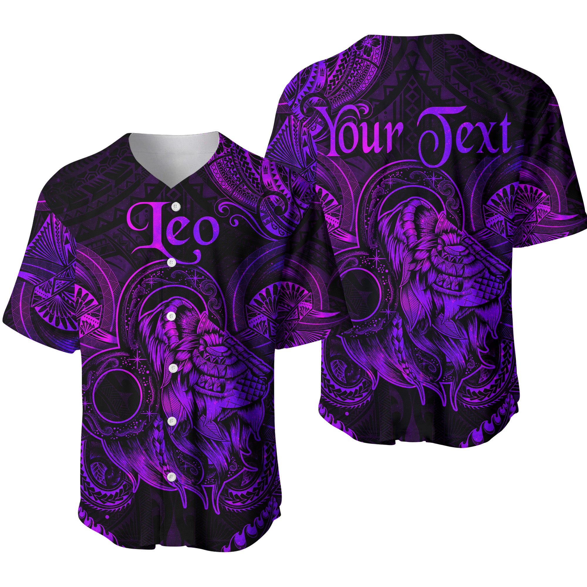 (Custom Personalised) Leo Zodiac Polynesian Baseball Jersey Unique Style - Purple LT8 - Polynesian Pride