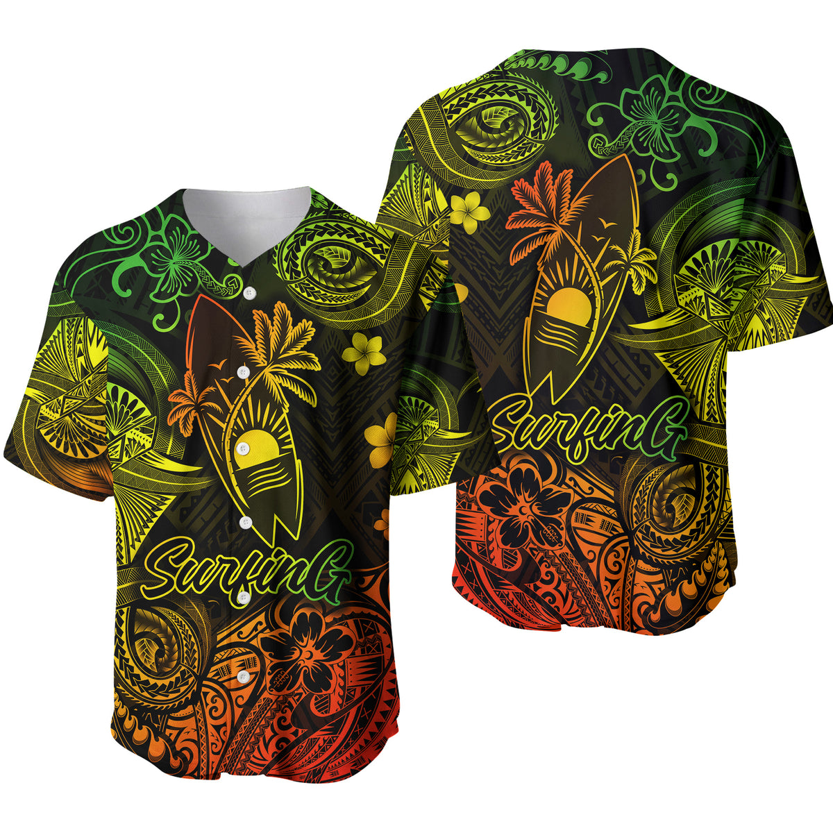 Hawaii Surfing Polynesian Baseball Jersey Unique Style - Reggae LT8 - Polynesian Pride