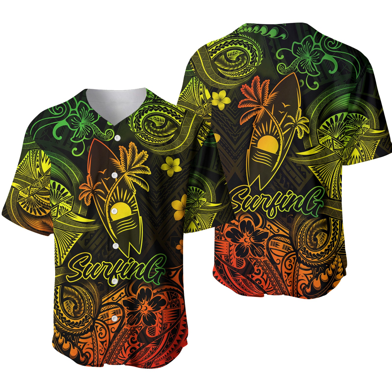 Hawaii Surfing Polynesian Baseball Jersey Unique Style - Reggae LT8 - Polynesian Pride