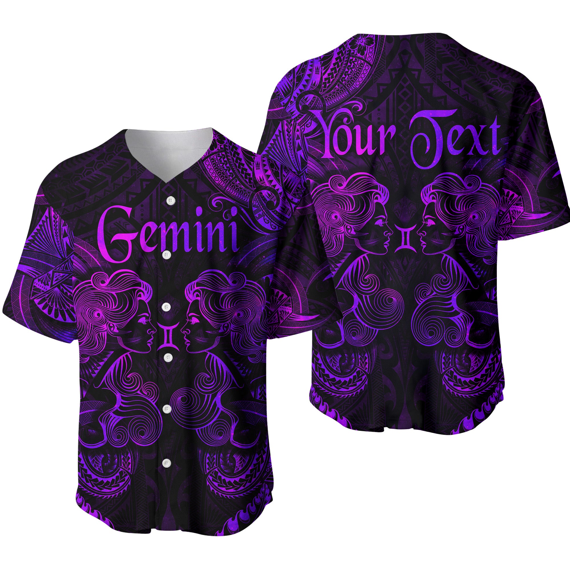 (Custom Personalised) Gemini Zodiac Polynesian Baseball Jersey Unique Style - Purple LT8 - Polynesian Pride