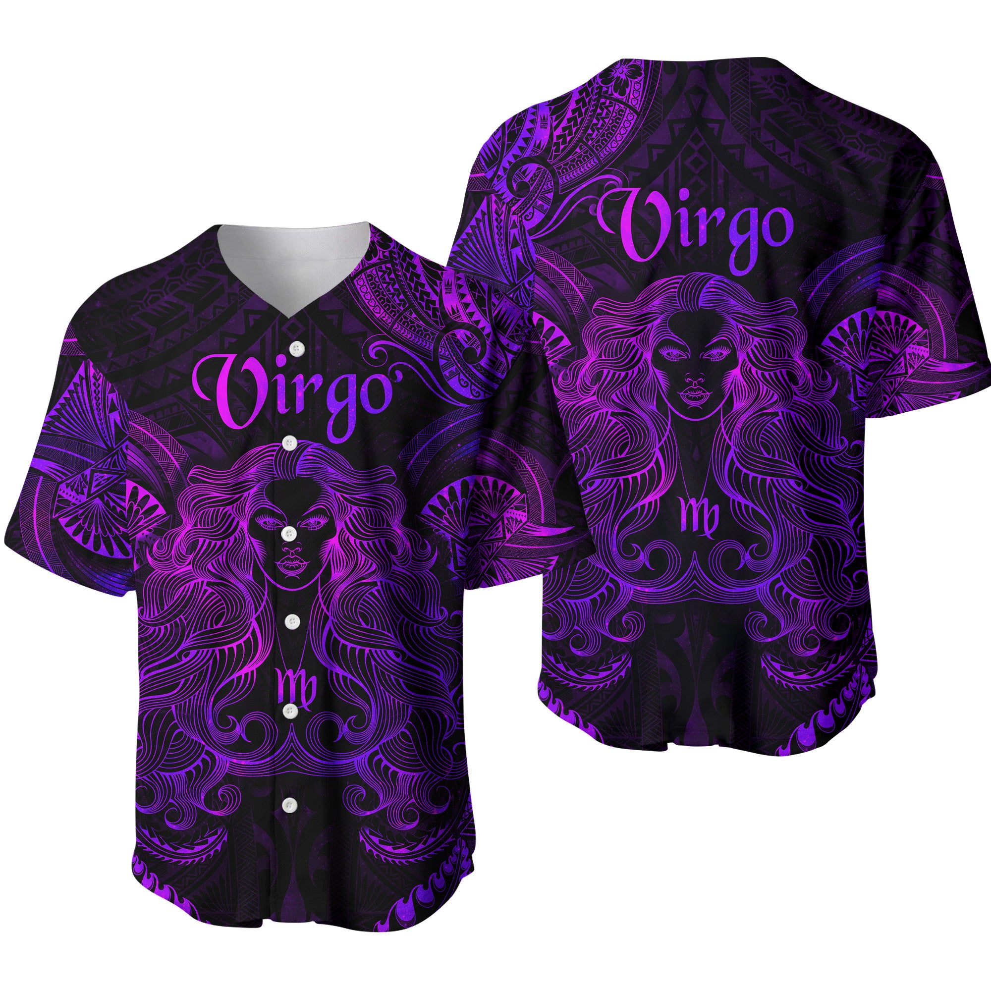 Virgo Zodiac Polynesian Baseball Jersey Unique Style - Purple LT8 - Polynesian Pride