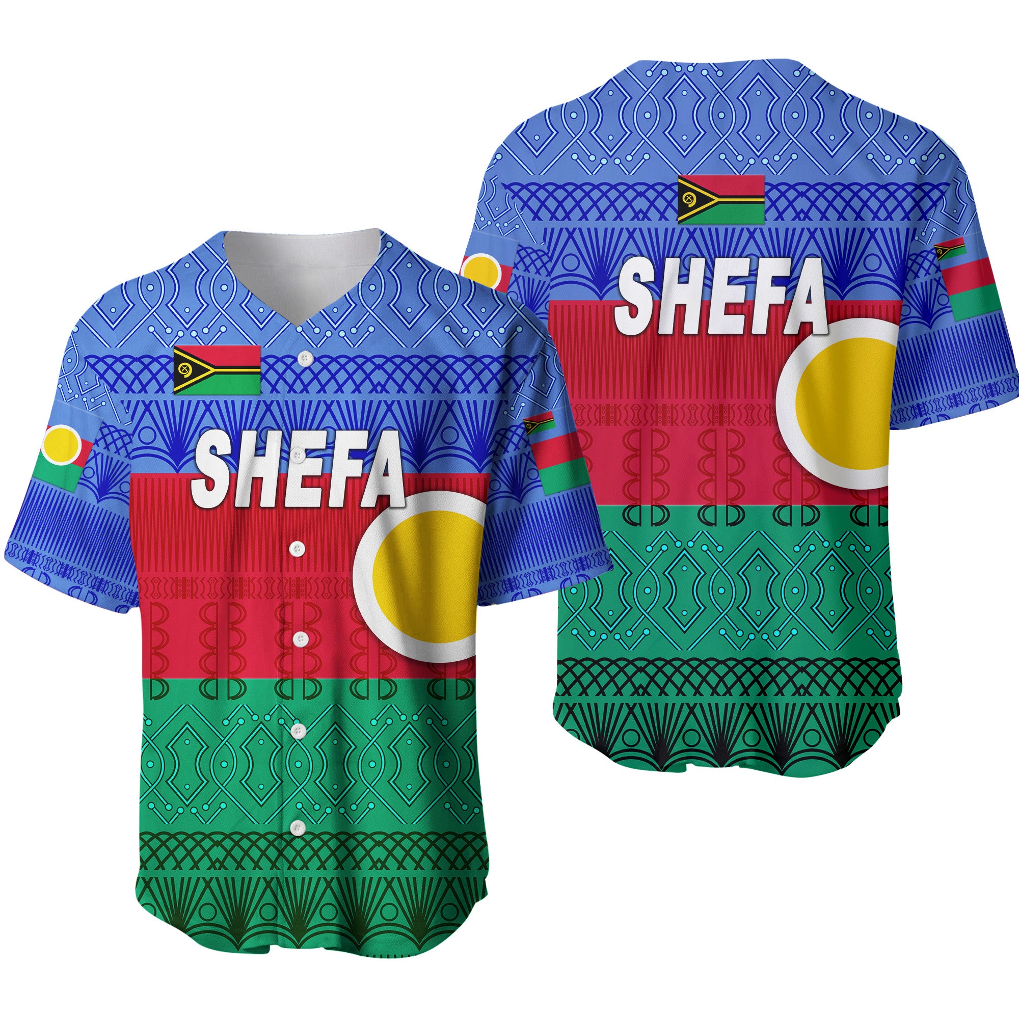 Shefa Province Baseball Jersey Vanuatu Pattern Traditional Style LT8 - Polynesian Pride