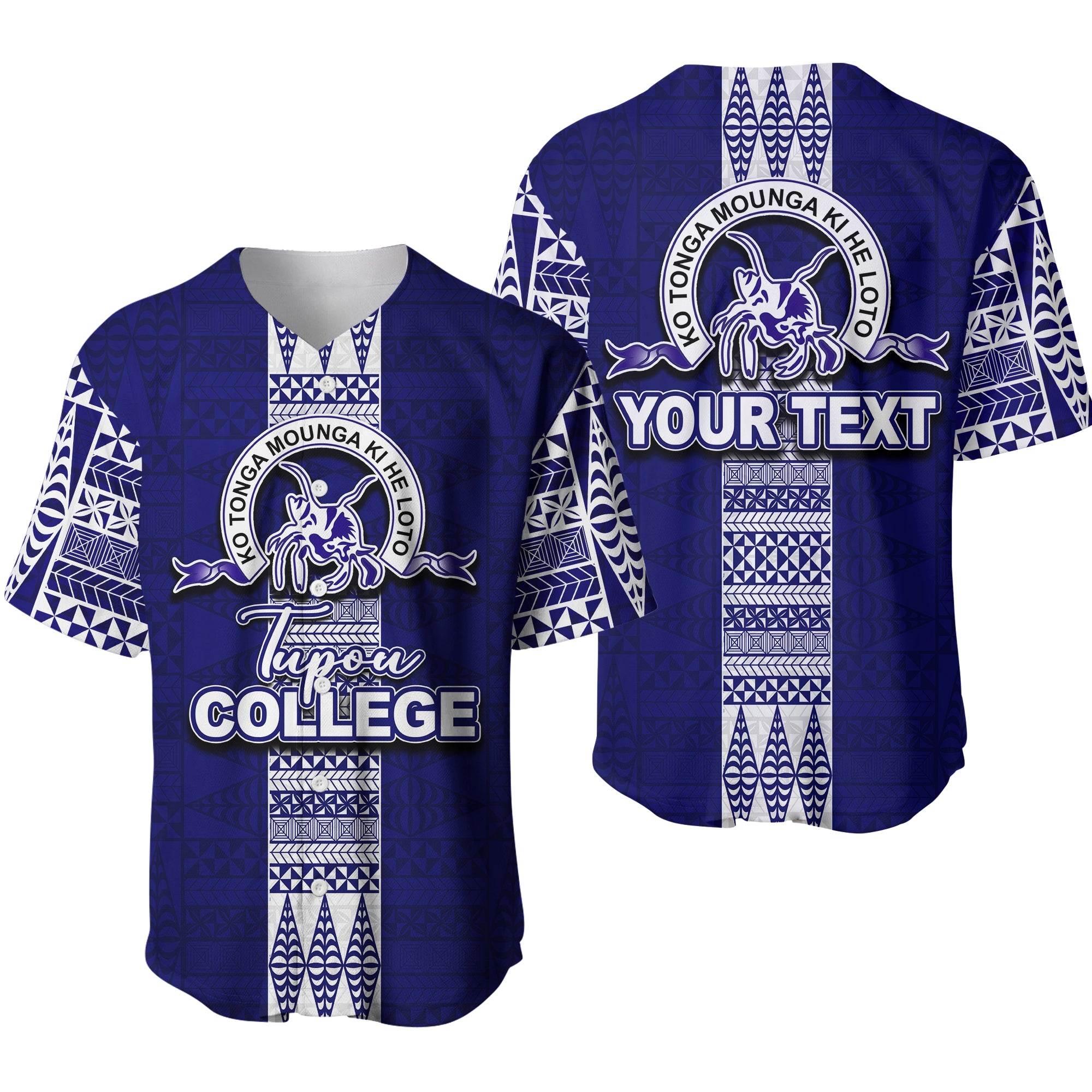 (Custom Personalised) Tupou College Baseball Jersey Tonga Simple Style LT6 Blue - Polynesian Pride