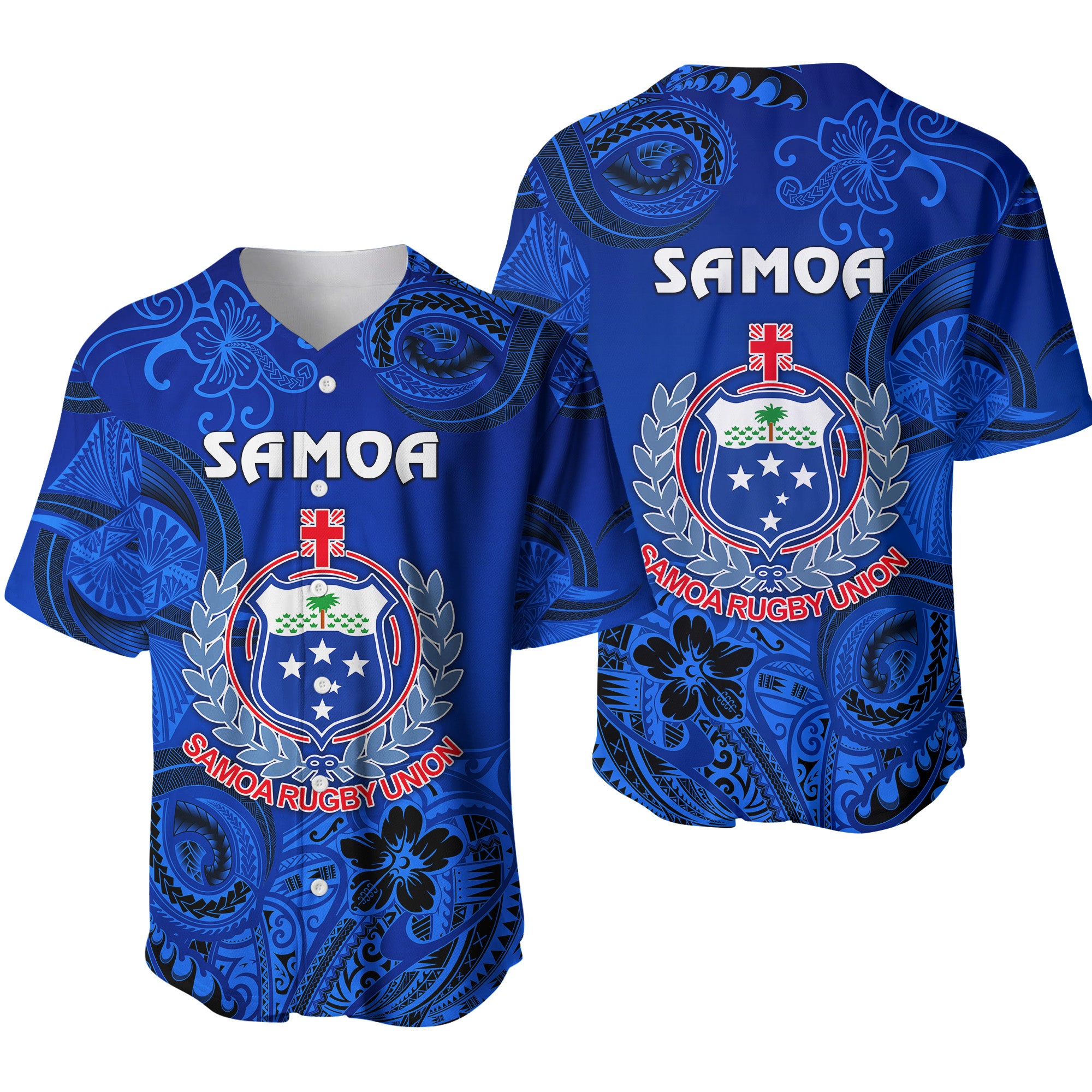 Samoa Manu Baseball Jersey Rugby Unique Style - Full Blue LT8 - Polynesian Pride