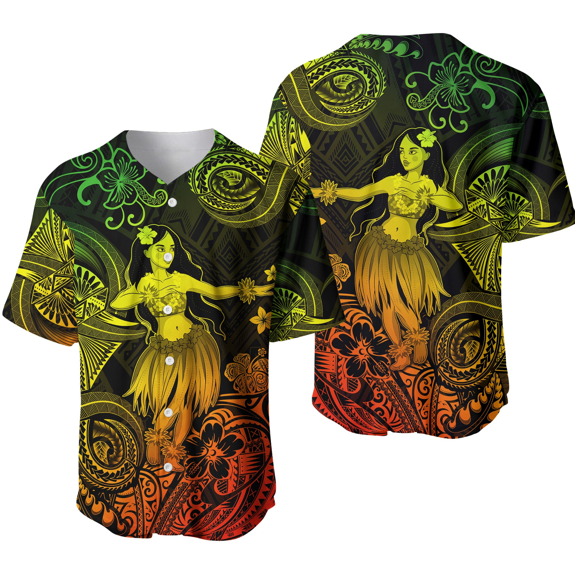 Hawaii Hula Girl Polynesian Baseball Jersey Unique Style - Reggae LT8 - Polynesian Pride