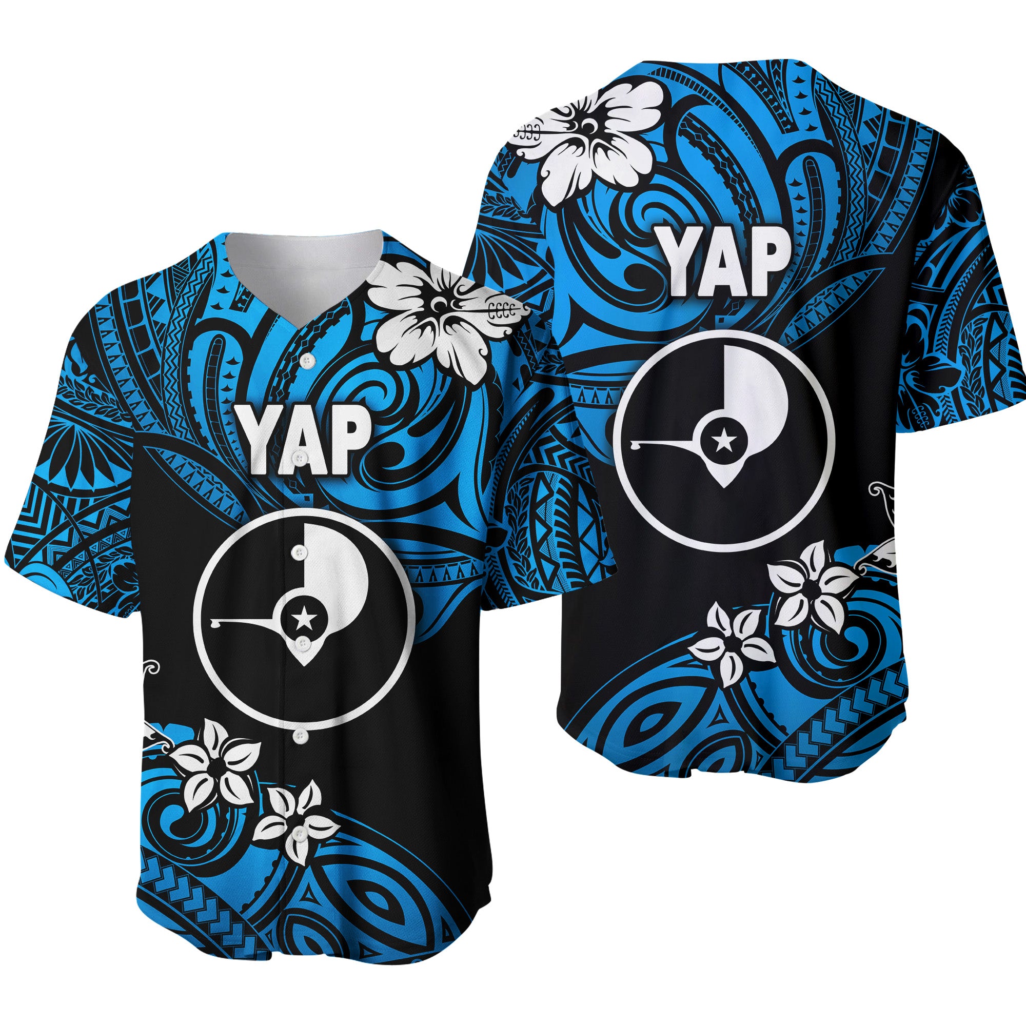 FSM Yap Baseball Jersey Unique Vibes - Blue LT8 Unisex Blue - Polynesian Pride