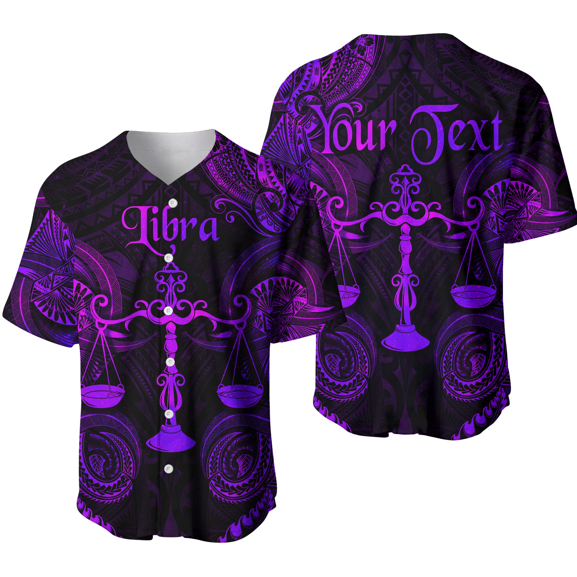 (Custom Personalised) Libra Zodiac Polynesian Baseball Jersey Unique Style - Purple LT8 - Polynesian Pride