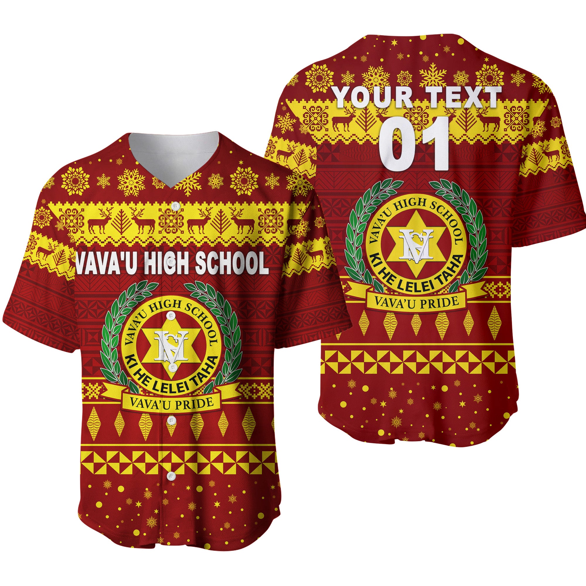 (Custom Personalised) Vava'u High School Christmas Baseball Jersey Simple Style - Maroon LT8 - Polynesian Pride