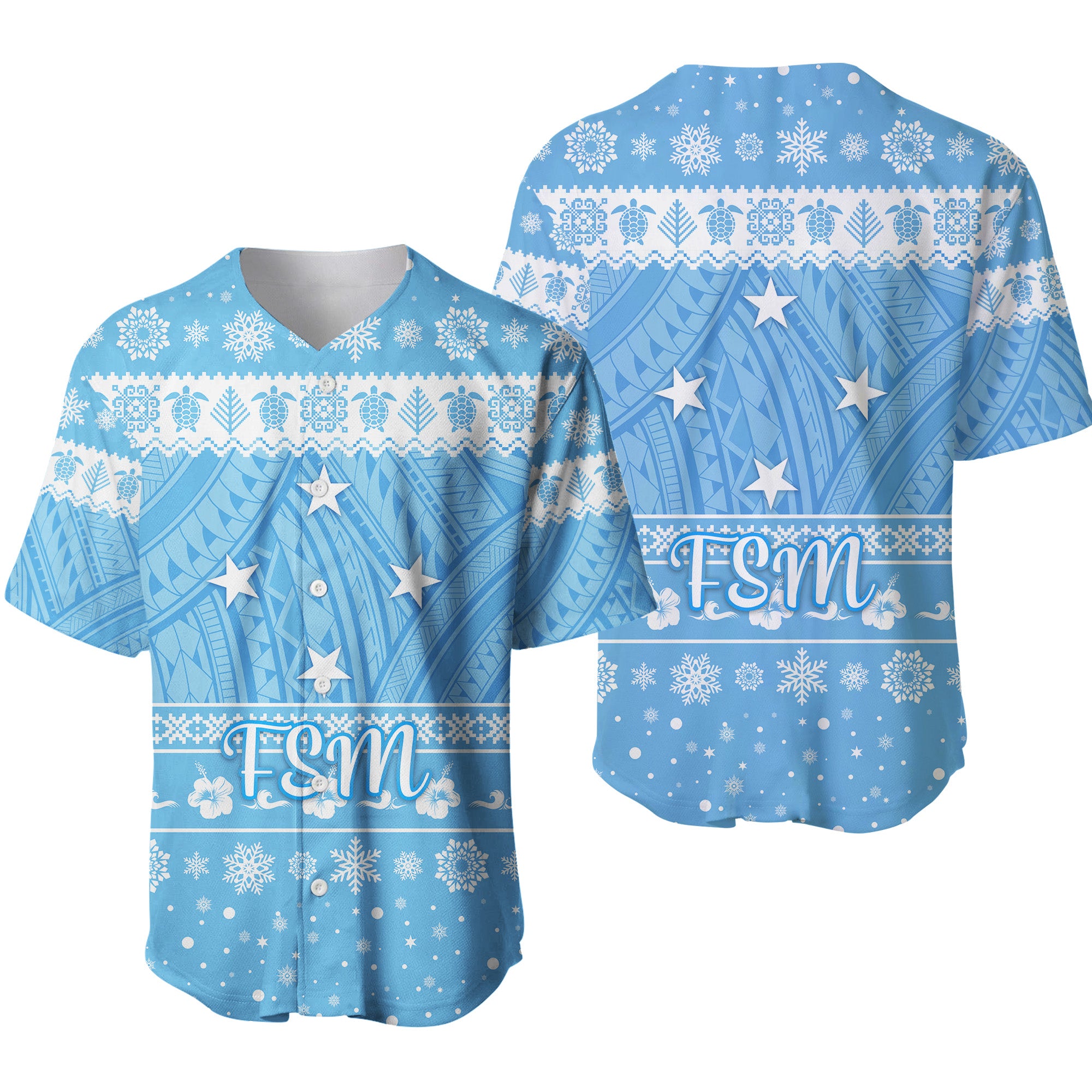 Federated States of Micronesia Christmas Baseball Jersey Simple Style - FSM Flag LT8 - Polynesian Pride