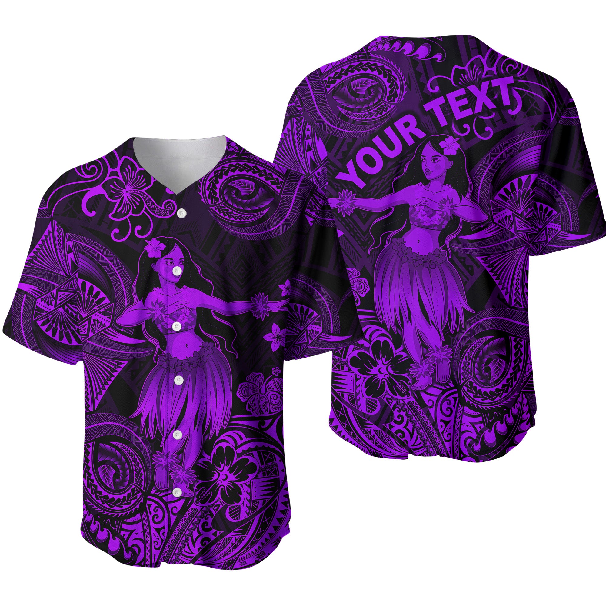 (Custom Personalised) Hawaii Hula Girl Polynesian Baseball Jersey Unique Style - Purple LT8 - Polynesian Pride