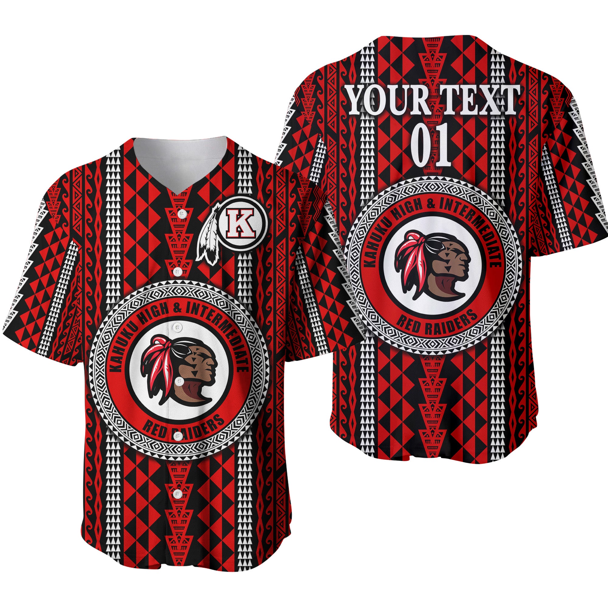 (Custom Personalised) Hawaii Kahuku School Baseball Jersey Kahuku High School Simple Style LT8 Red - Polynesian Pride