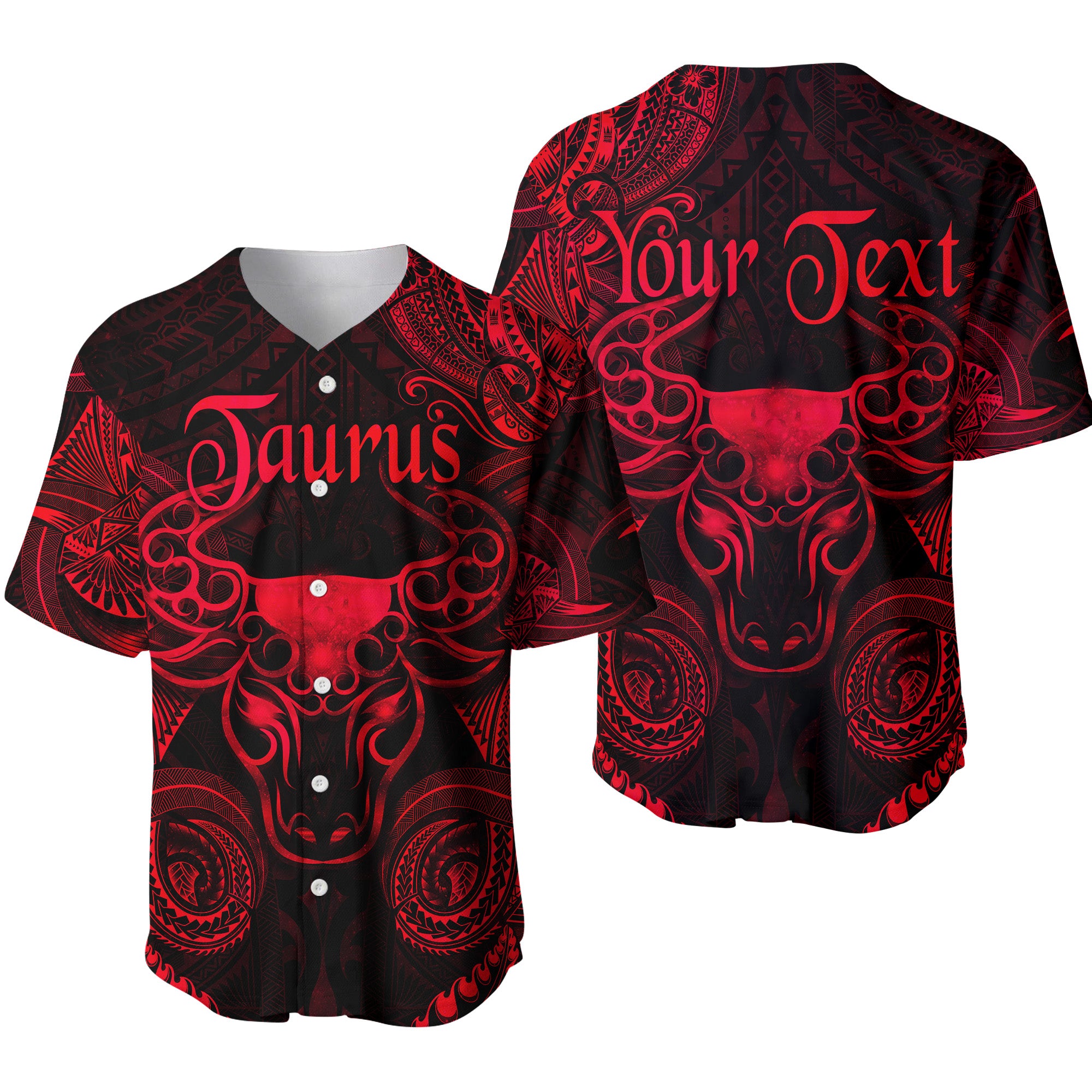 (Custom Personalised) Taurus Zodiac Polynesian Baseball Jersey Unique Style - Red LT8 - Polynesian Pride