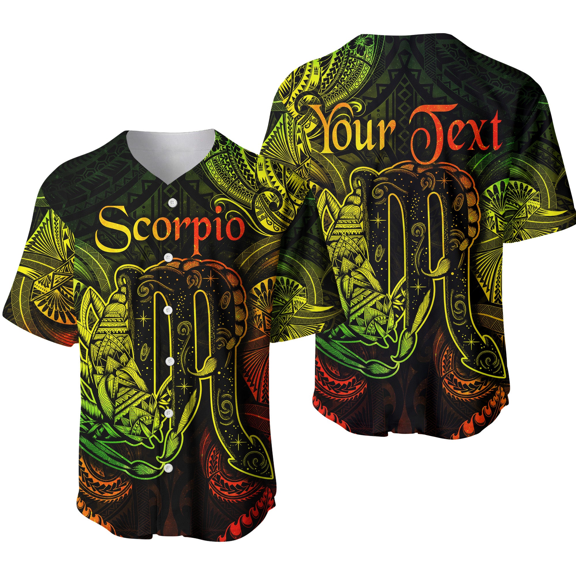 (Custom Personalised) Scorpio Zodiac Polynesian Baseball Jersey Unique Style - Reggae LT8 - Polynesian Pride