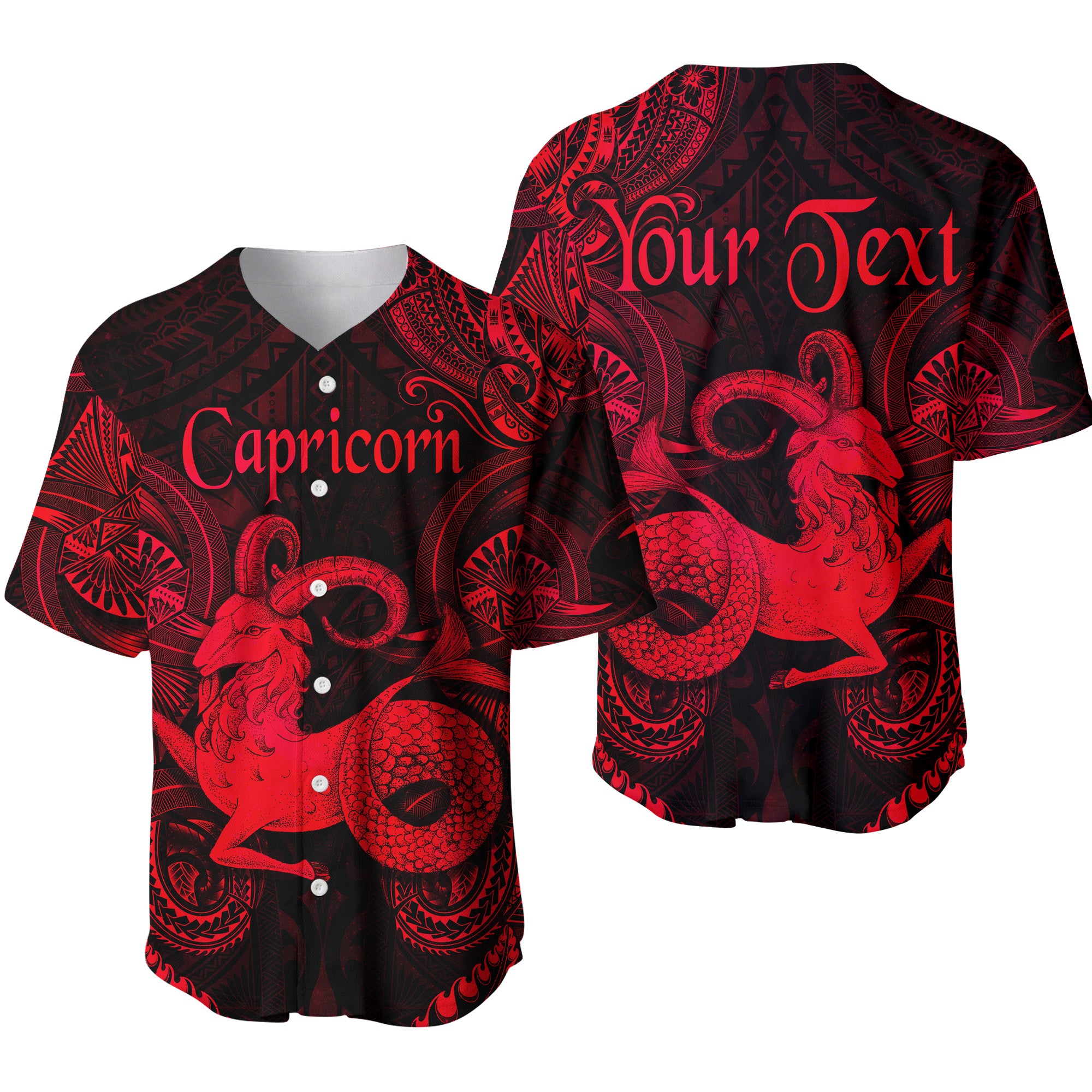 (Custom Personalised) Capricorn Zodiac Polynesian Baseball Jersey Unique Style - Red LT8 - Polynesian Pride