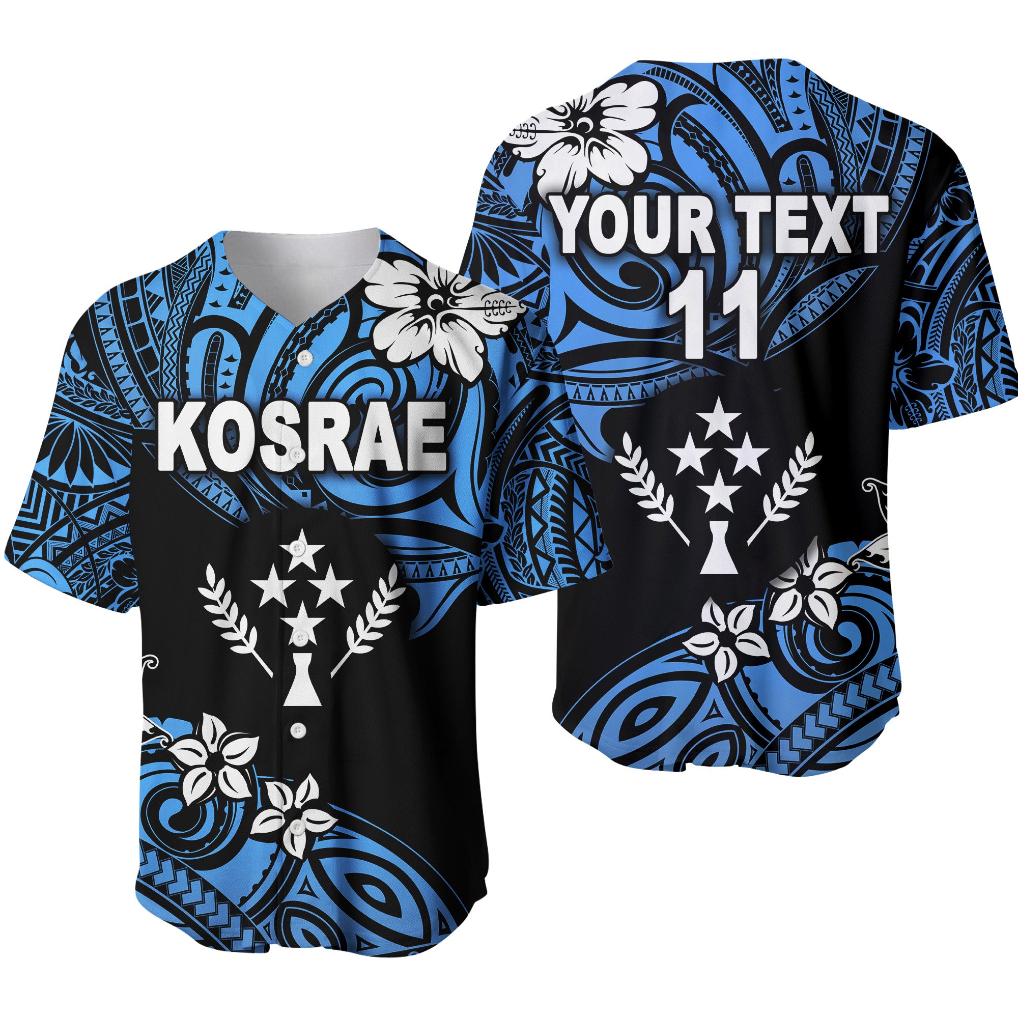 (Custom Personalised) FSM Kosrae Baseball Jersey Unique Vibes - Blue LT8 Unisex Blue - Polynesian Pride