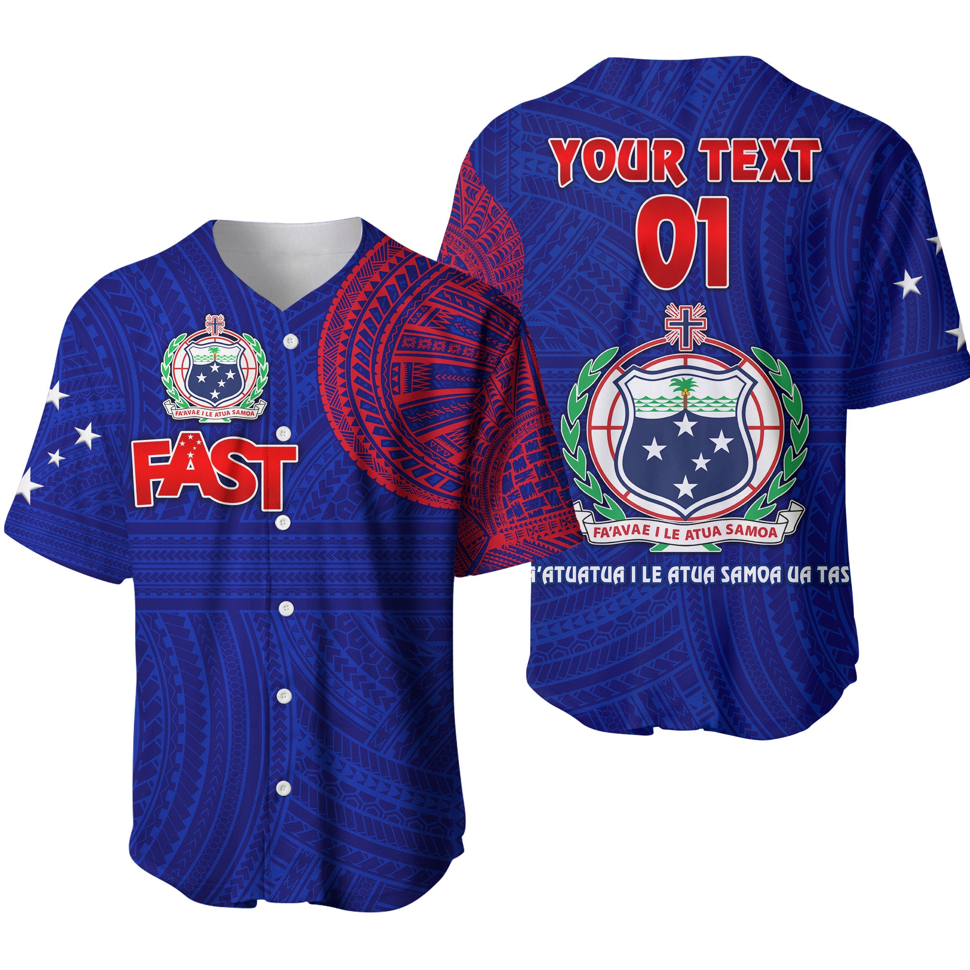 (Custom Personalised) Samoa FAST Party Baseball Jersey Original Style LT8 - Polynesian Pride