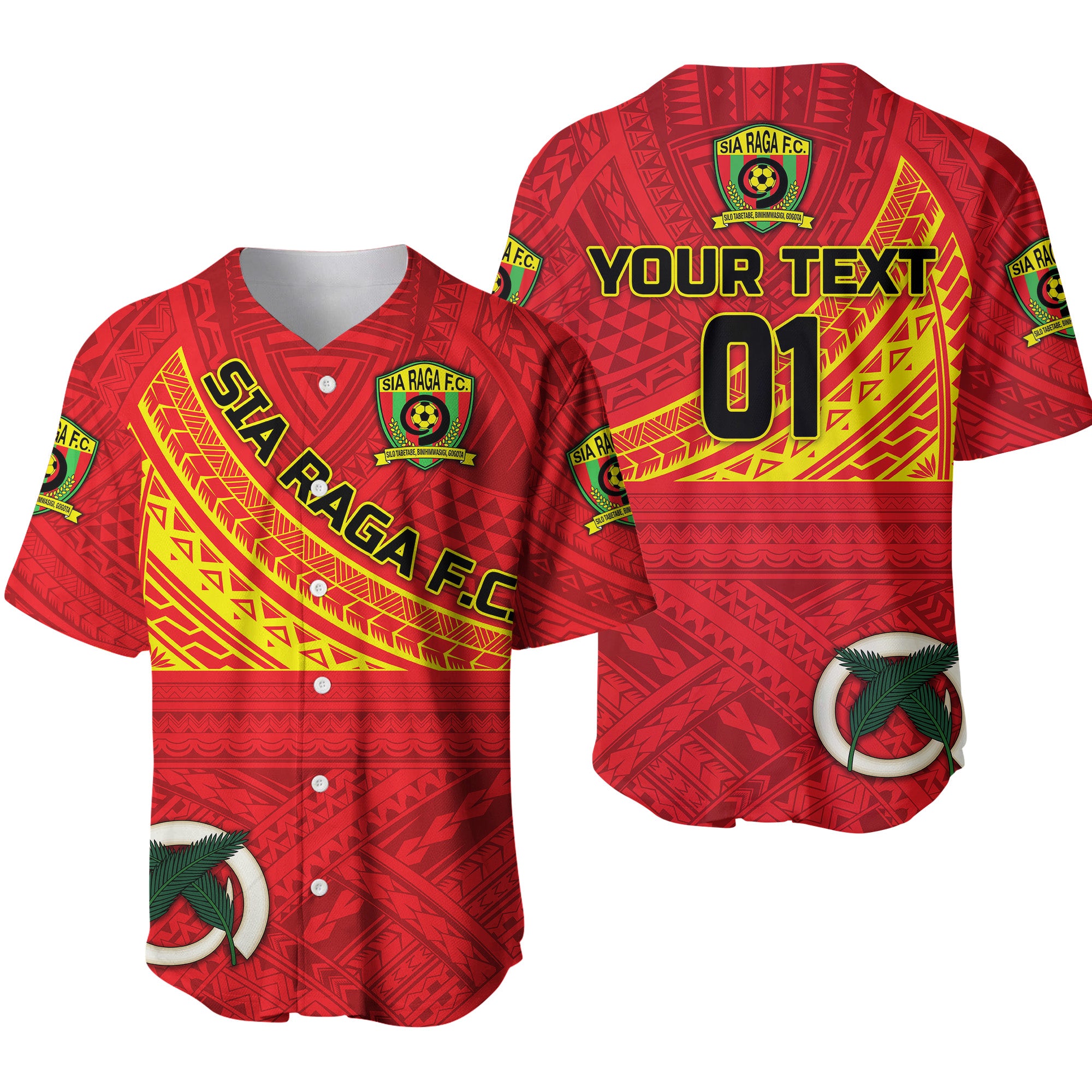 (Custom Personalised) Vanuatu Sia Raga Football Club Baseball Jersey Original Style LT8 Red - Polynesian Pride