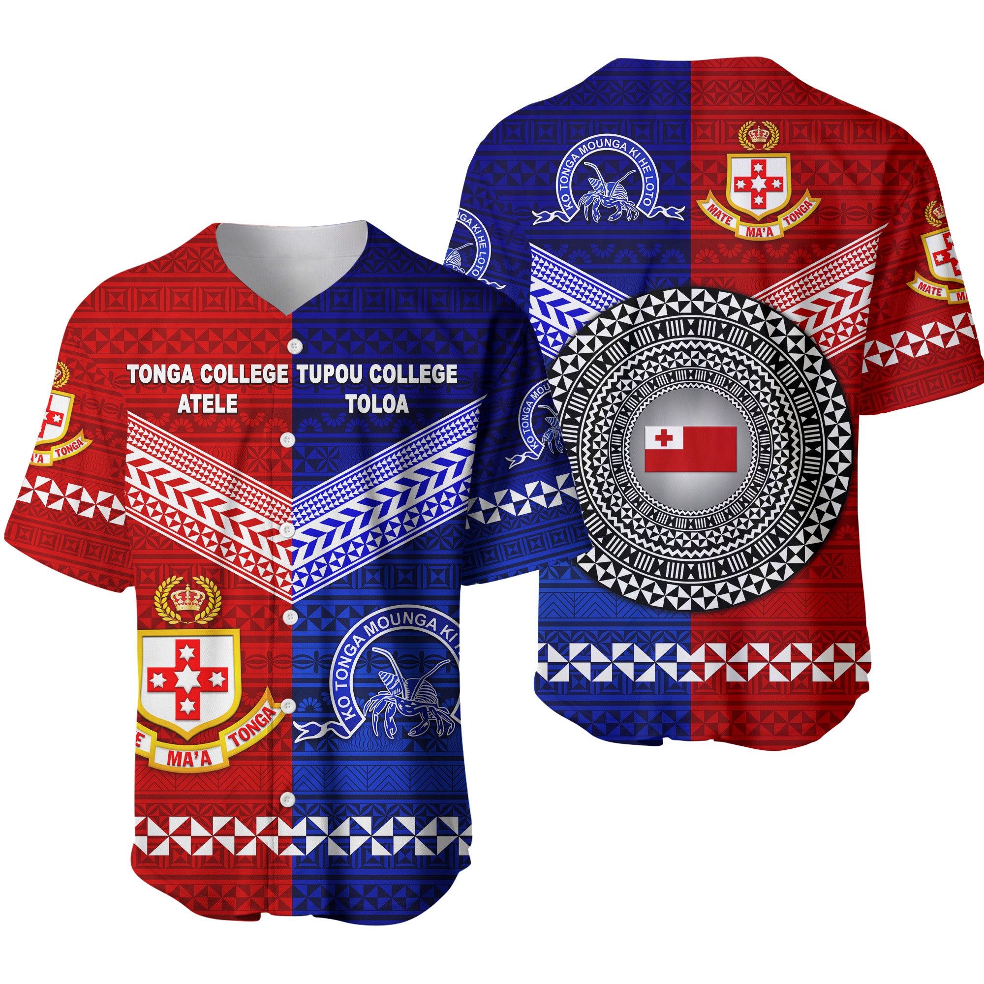 Kolisi Tonga College Atele And Tupou College Toloa Baseball Jersey Together - Original LT8 - Polynesian Pride