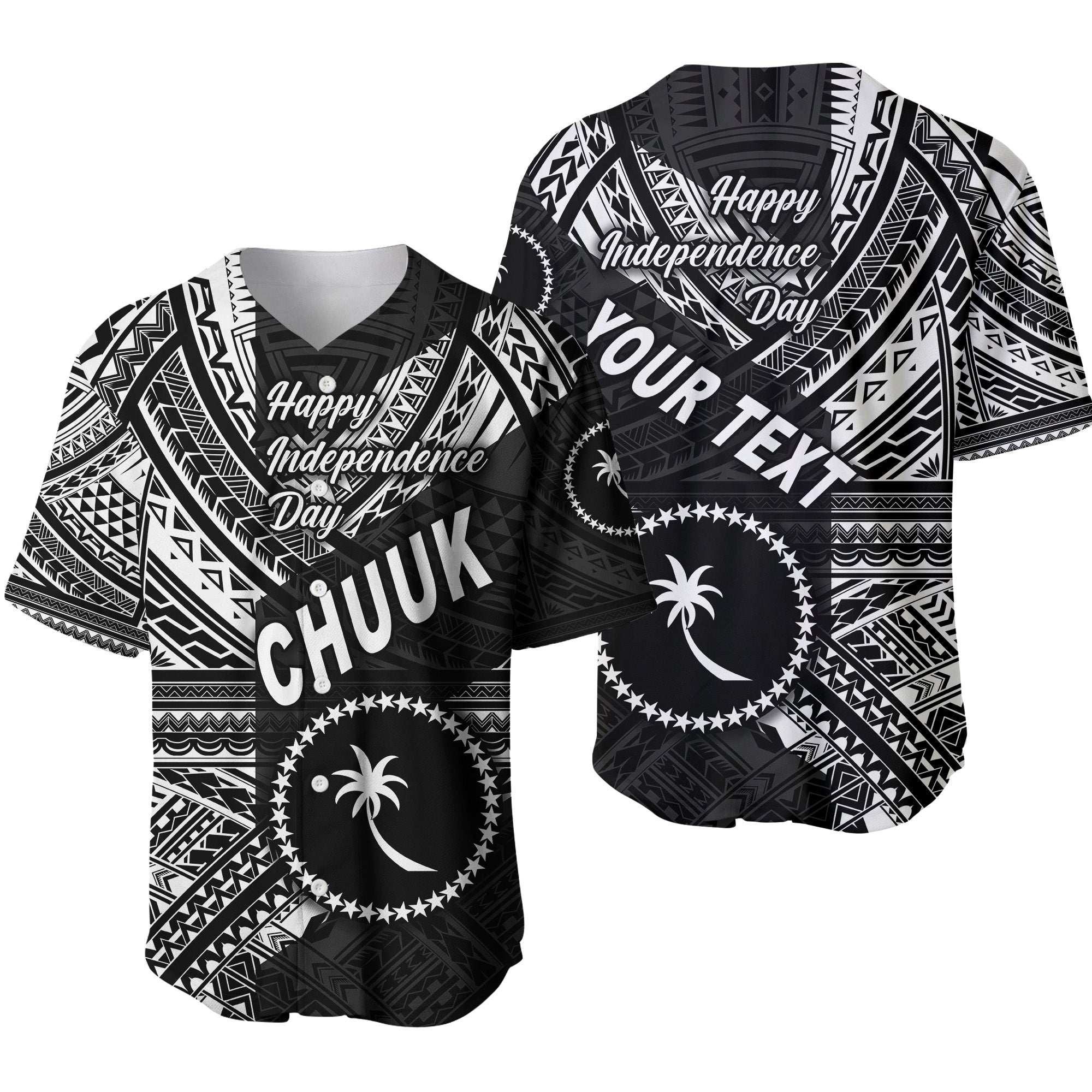 (Custom Personalised) FSM Chuuk Baseball Jersey Happy Independence Day Original Vibes - Black LT8 Unisex Black - Polynesian Pride