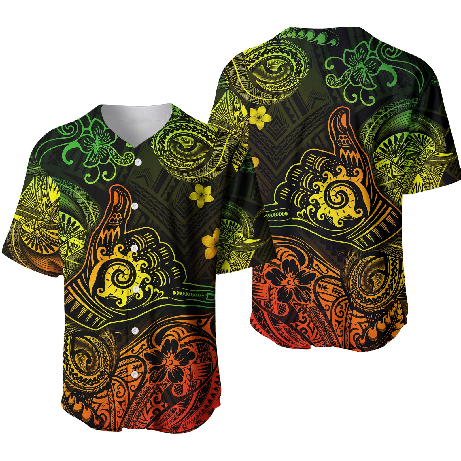Hawaii Shaka Polynesian Baseball Jersey Unique Style - Reggae LT8 - Polynesian Pride