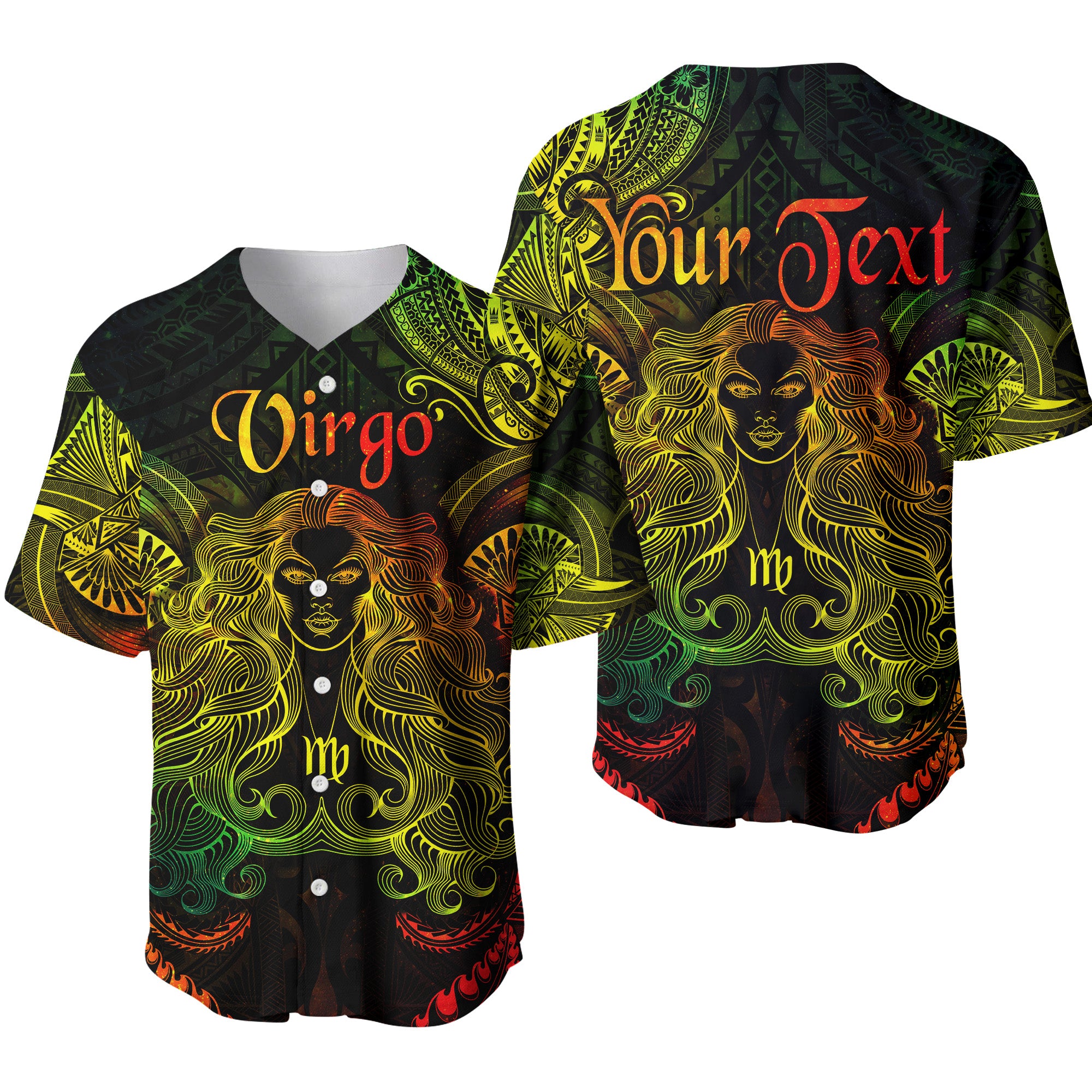 (Custom Personalised) Virgo Zodiac Polynesian Baseball Jersey Unique Style - Reggae LT8 - Polynesian Pride