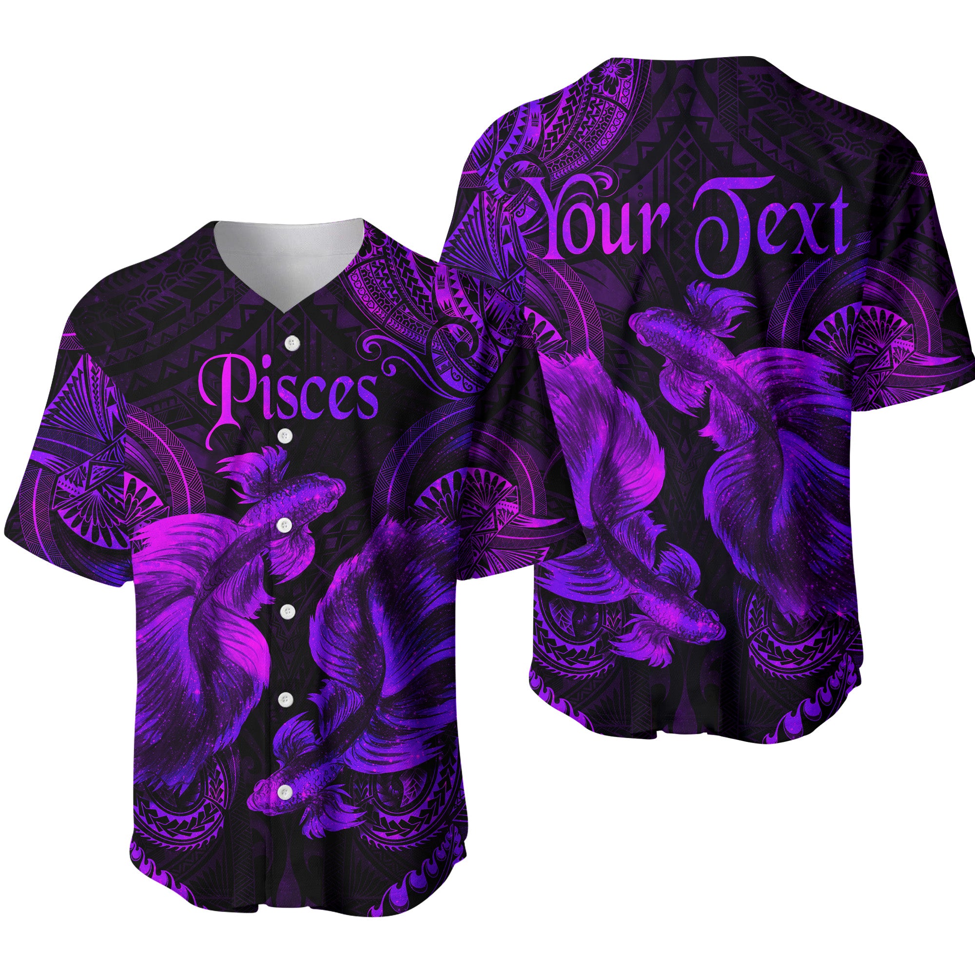 (Custom Personalised) Pisces Zodiac Polynesian Baseball Jersey Unique Style - Purple LT8 - Polynesian Pride