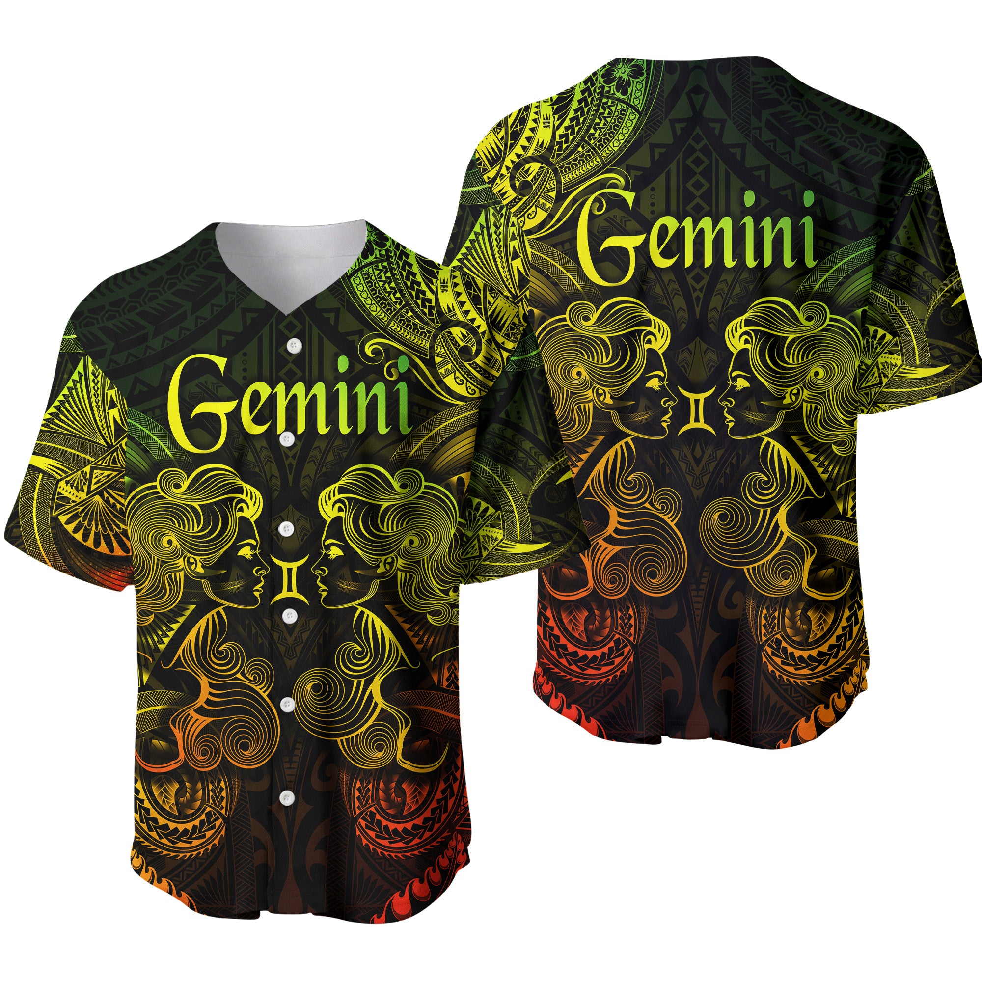 Gemini Zodiac Polynesian Baseball Jersey Unique Style - Reggae LT8 - Polynesian Pride