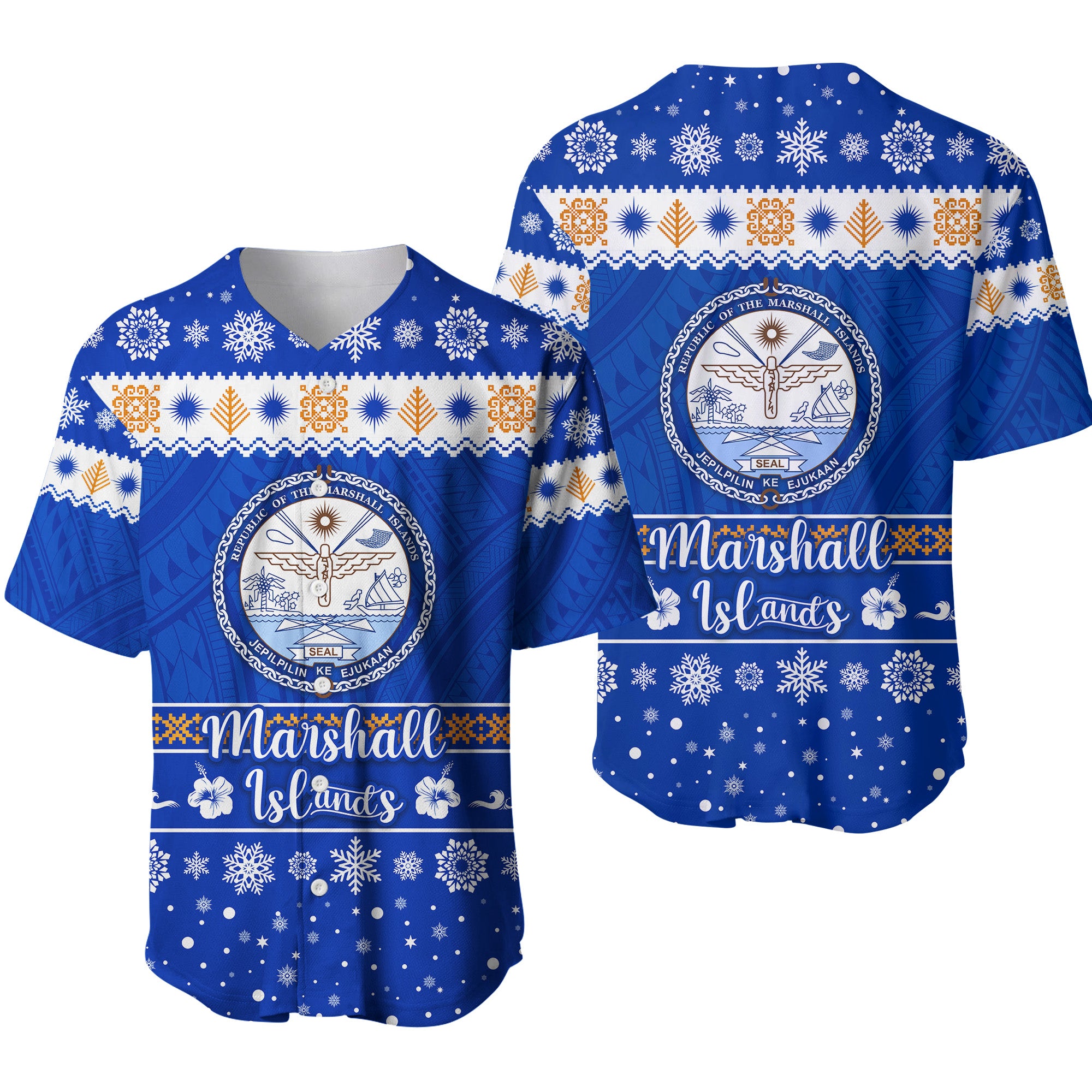 Marshall Islands Christmas Baseball Jersey Simple Style LT8 - Polynesian Pride