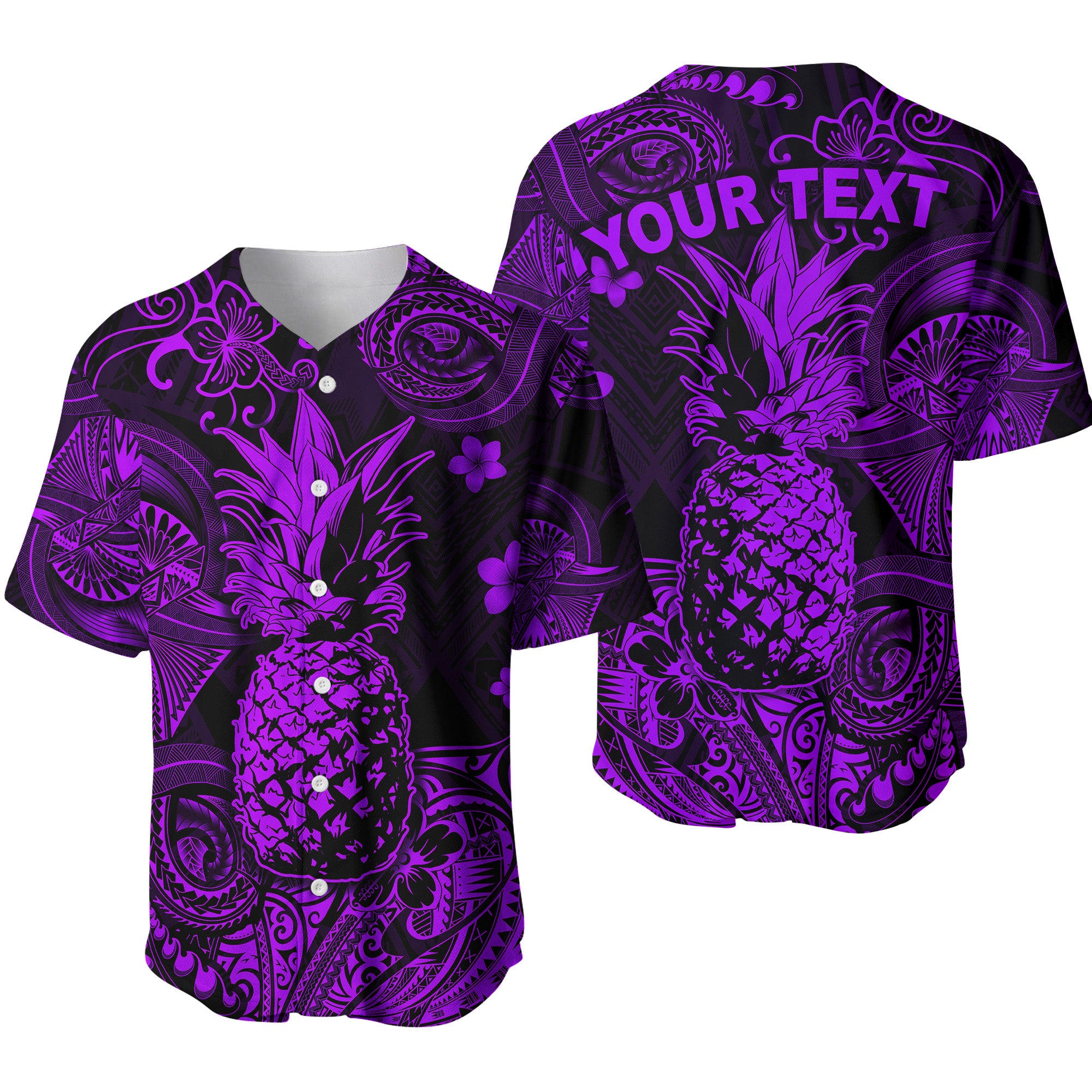 (Custom Personalised) Hawaii Pineapple Polynesian Baseball Jersey Unique Style - Purple LT8 - Polynesian Pride