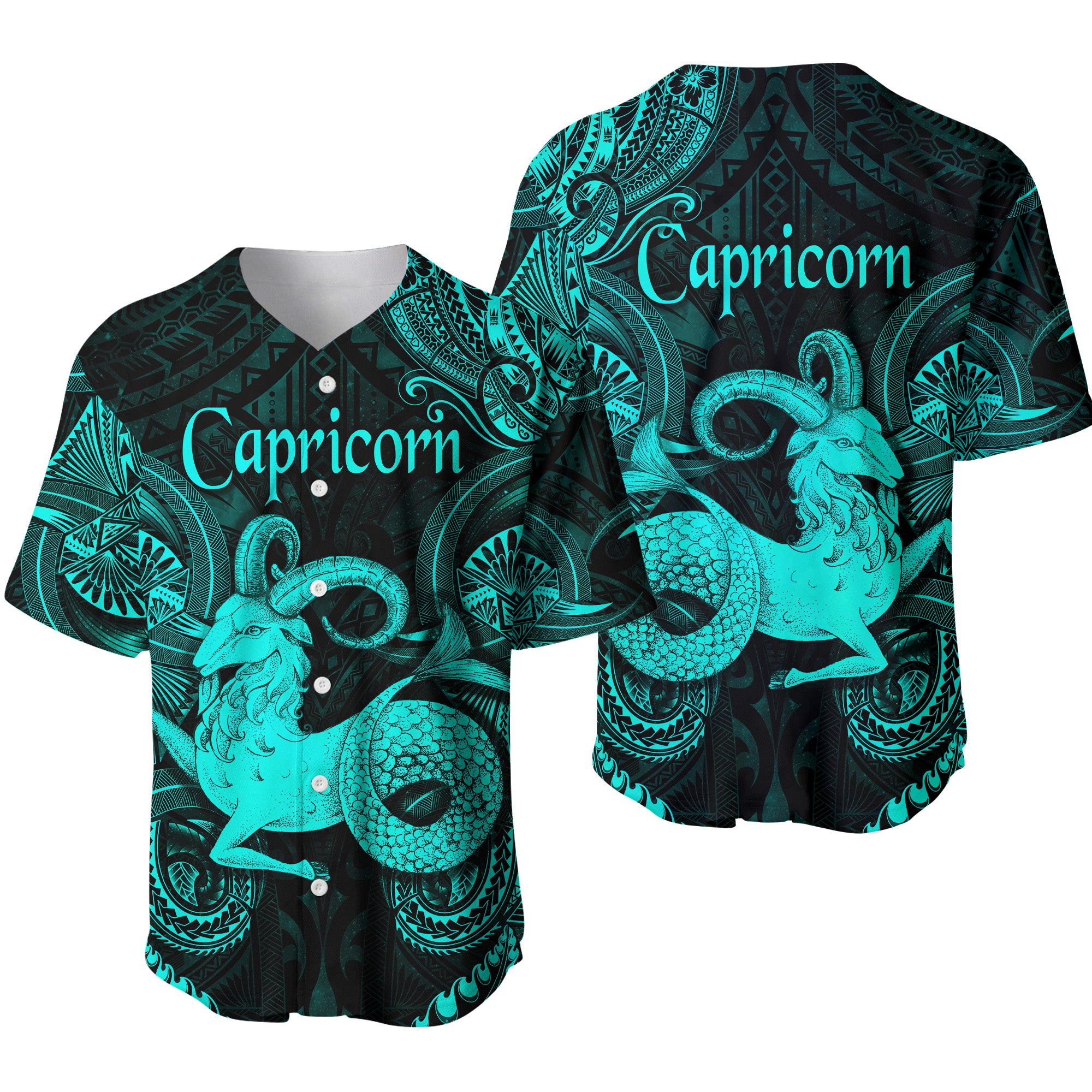 Capricorn Zodiac Polynesian Baseball Jersey Unique Style - Turquoise LT8 - Polynesian Pride