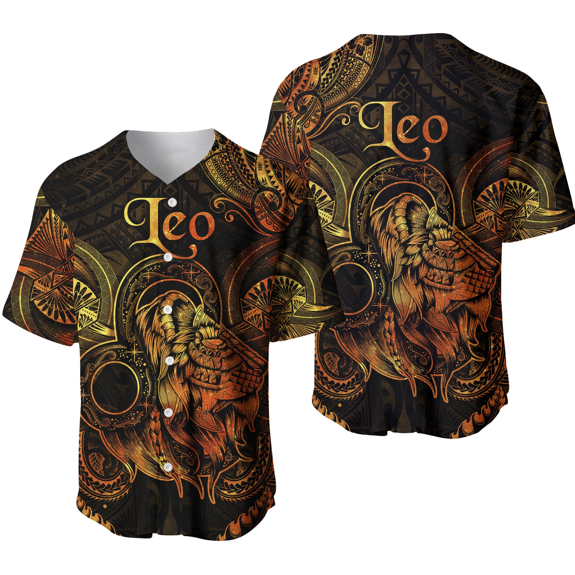 Leo Zodiac Polynesian Baseball Jersey Unique Style - Gold LT8 - Polynesian Pride