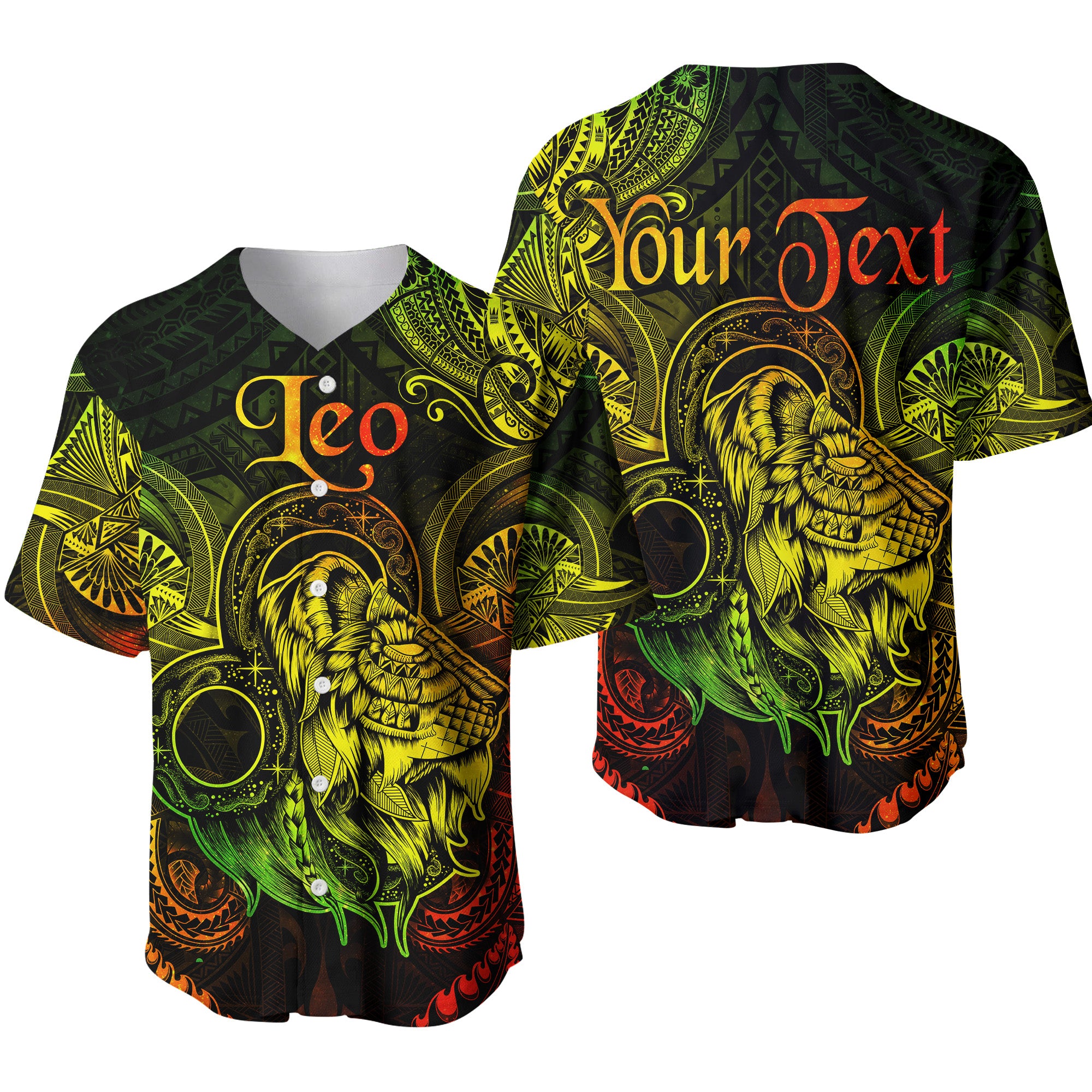 (Custom Personalised) Leo Zodiac Polynesian Baseball Jersey Unique Style - Reggae LT8 - Polynesian Pride